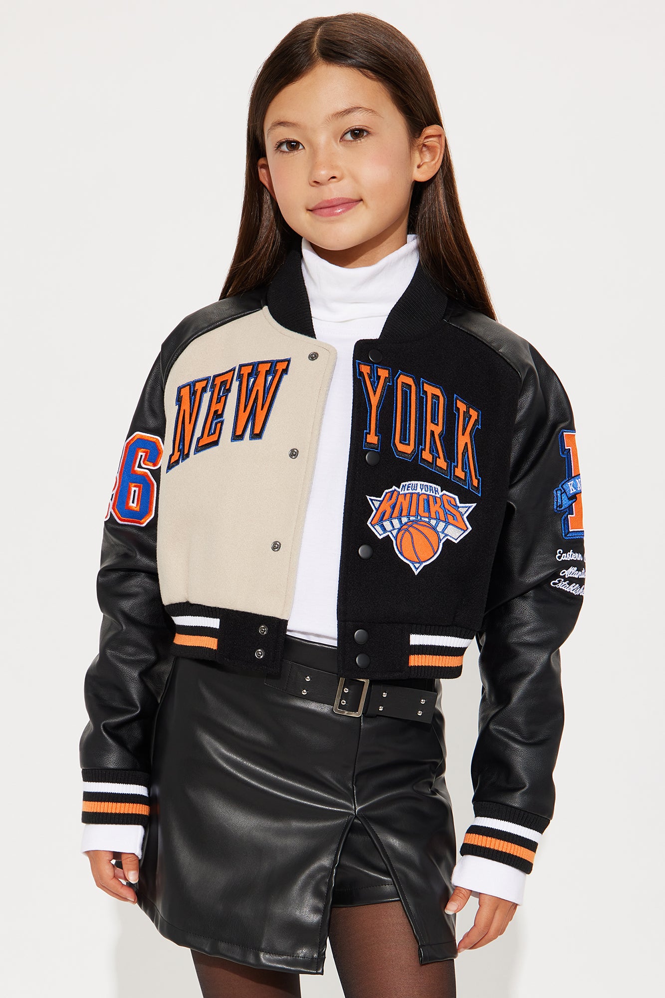 Mini Knicks Jump Shot Bomber Jacket - Black/combo