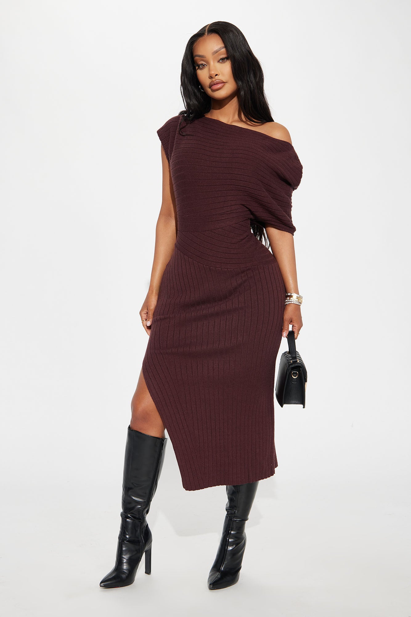 Bonnie Sweater Midi Dress - Chocolate