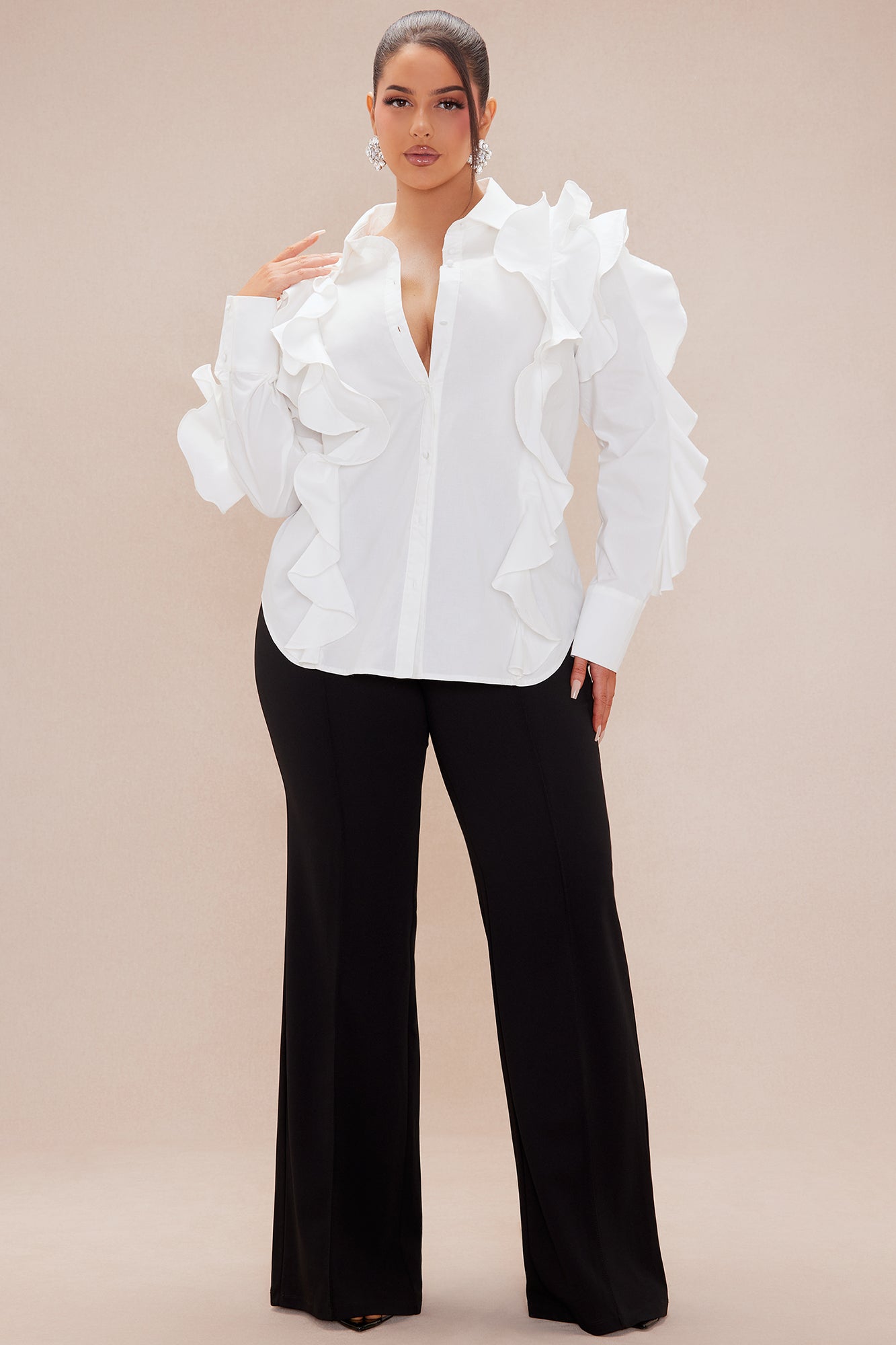 Nicky Ruffle Shirt - White