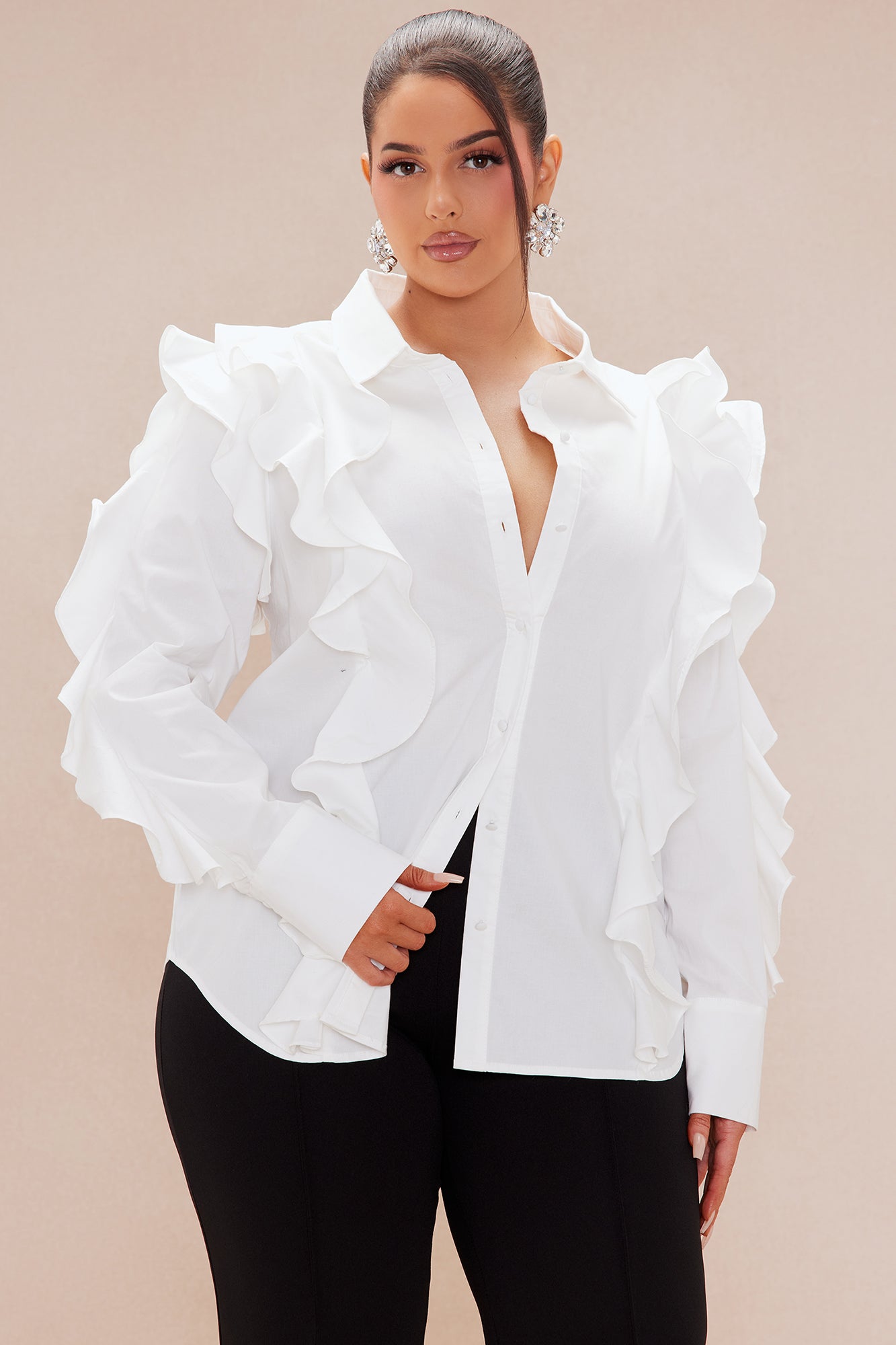 Nicky Ruffle Shirt - White