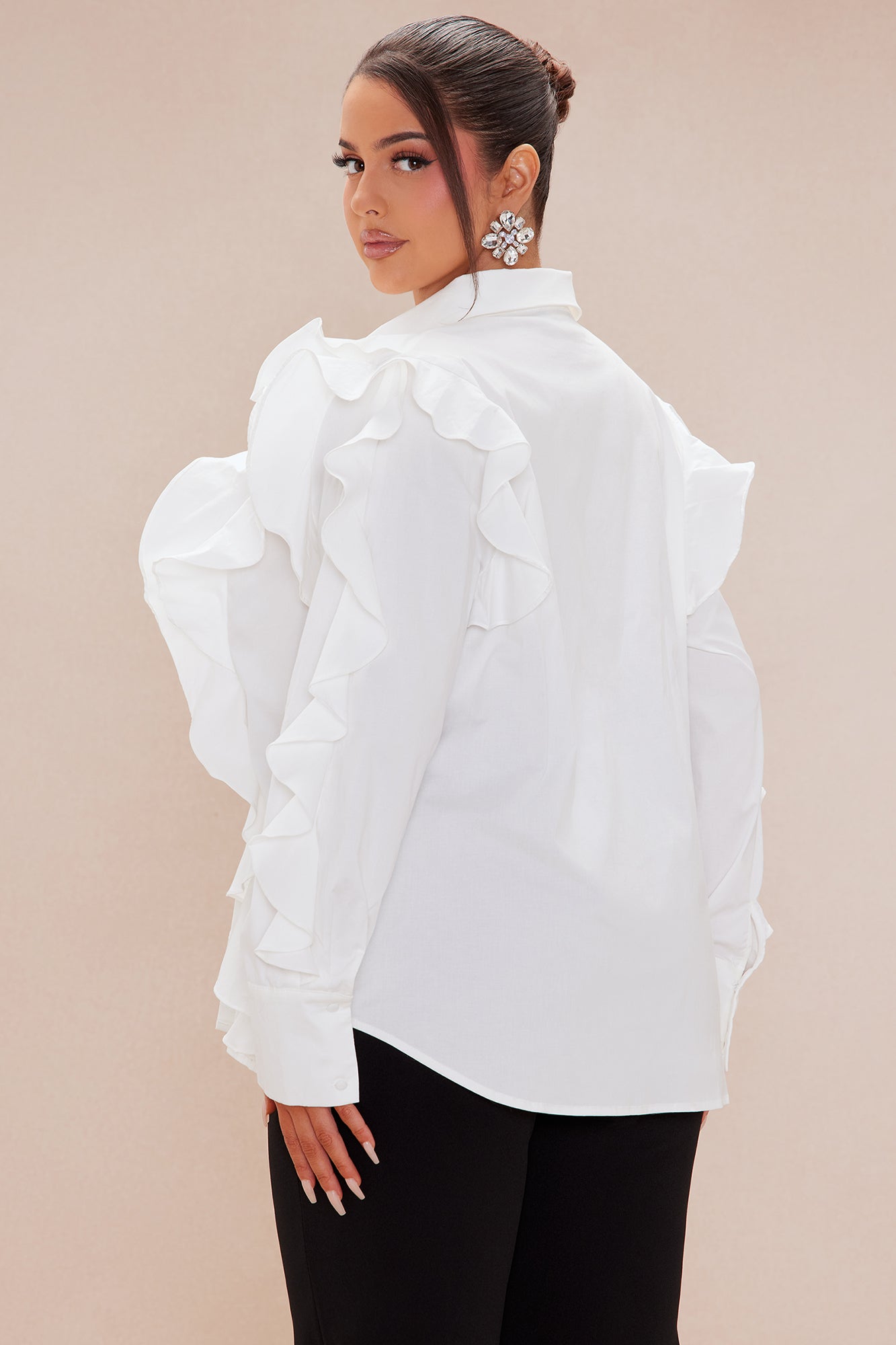 Nicky Ruffle Shirt - White