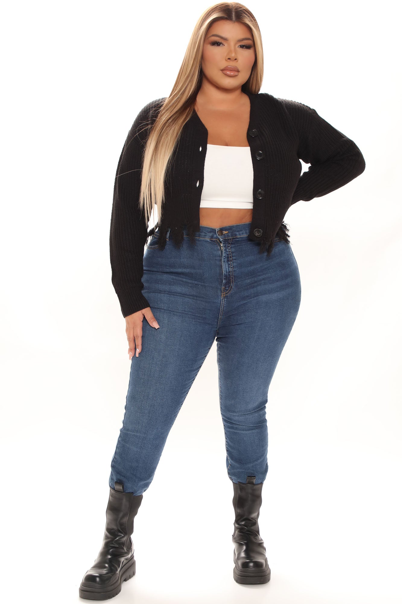 Distressed With You Cardigan - Black