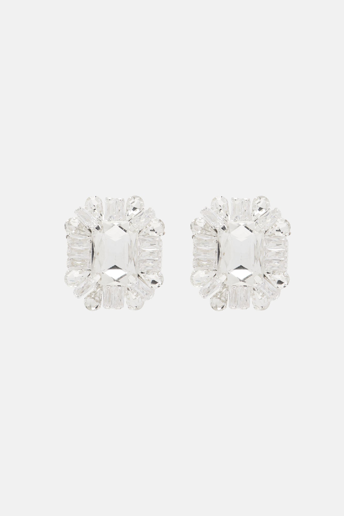 Pure Excellence Rhinestone Earrings - Silver