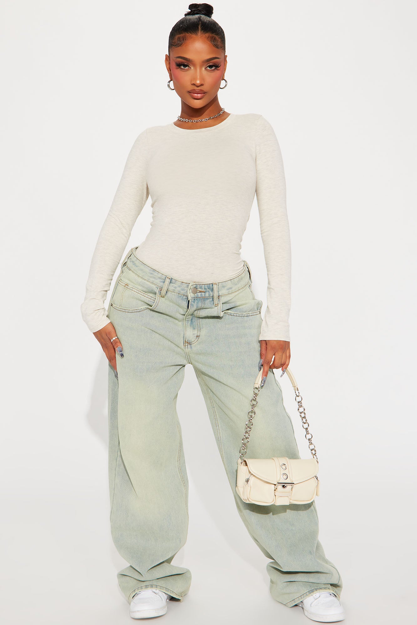 Julia Long Sleeve Top - Heather Oatmeal