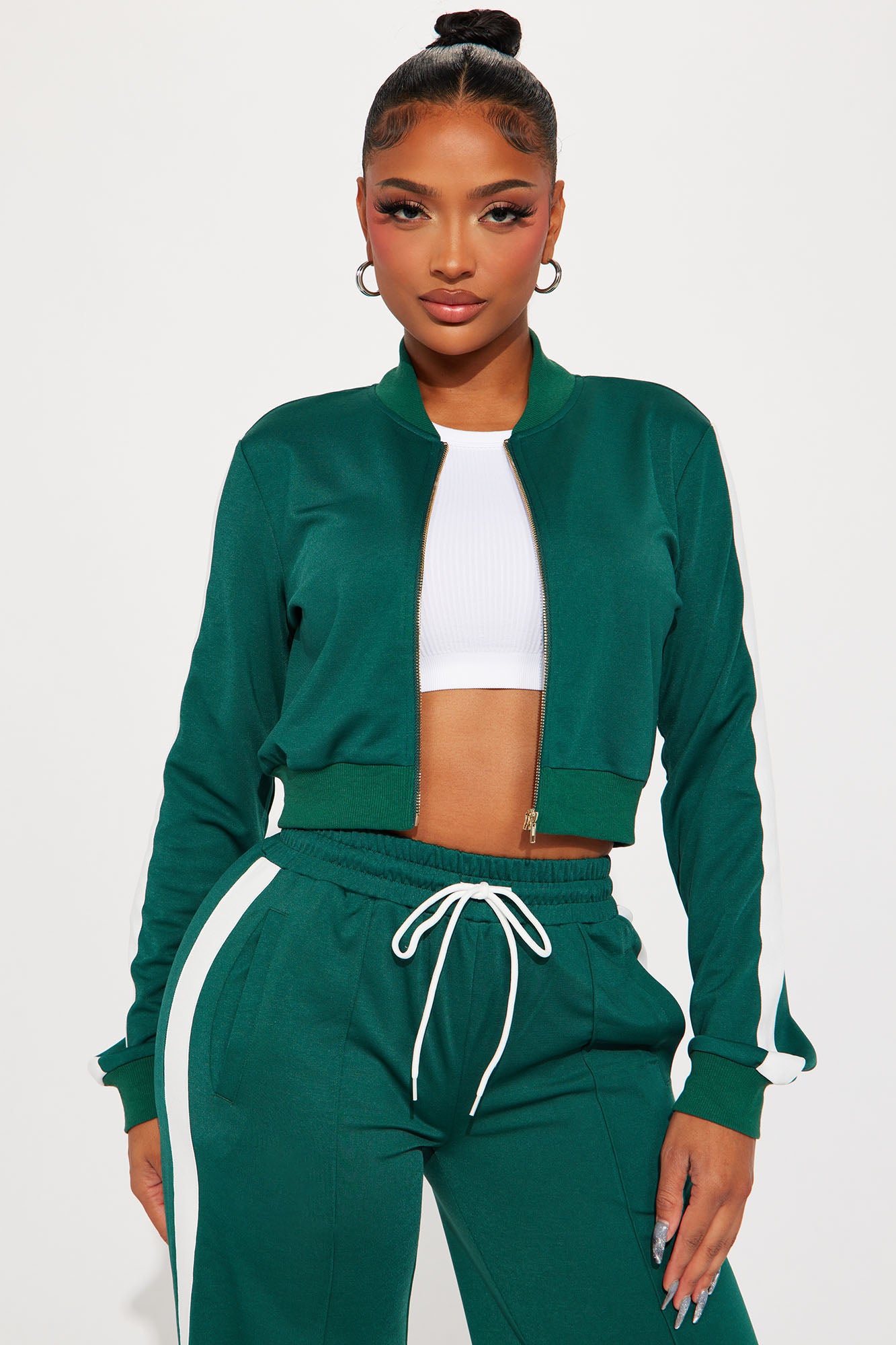 Hanging Out Later Track Pant Set - Hunter