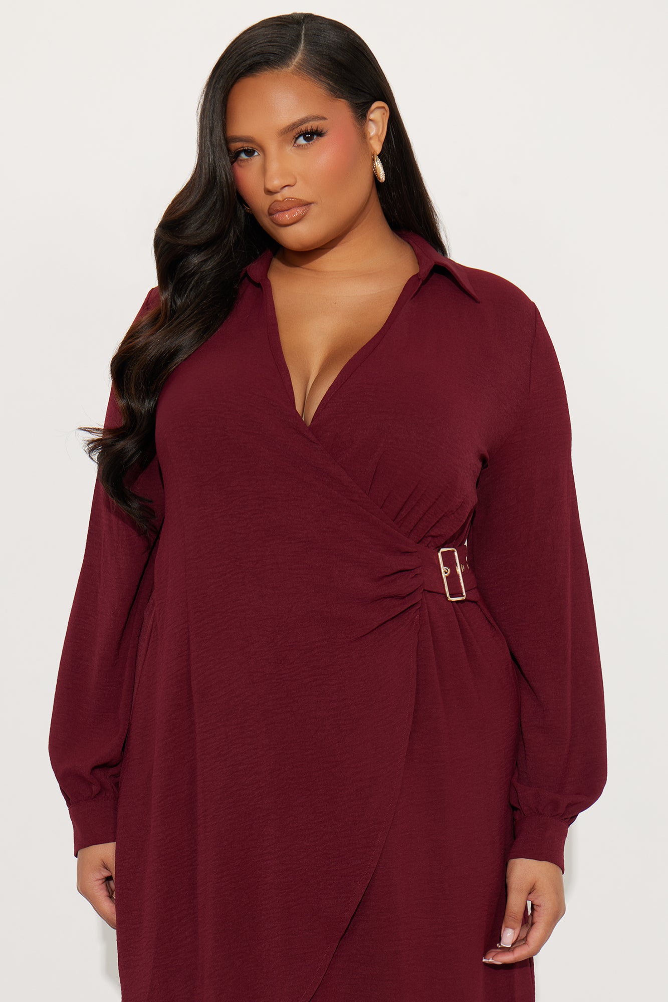 Moreen Belted Maxi Dress - Burgundy