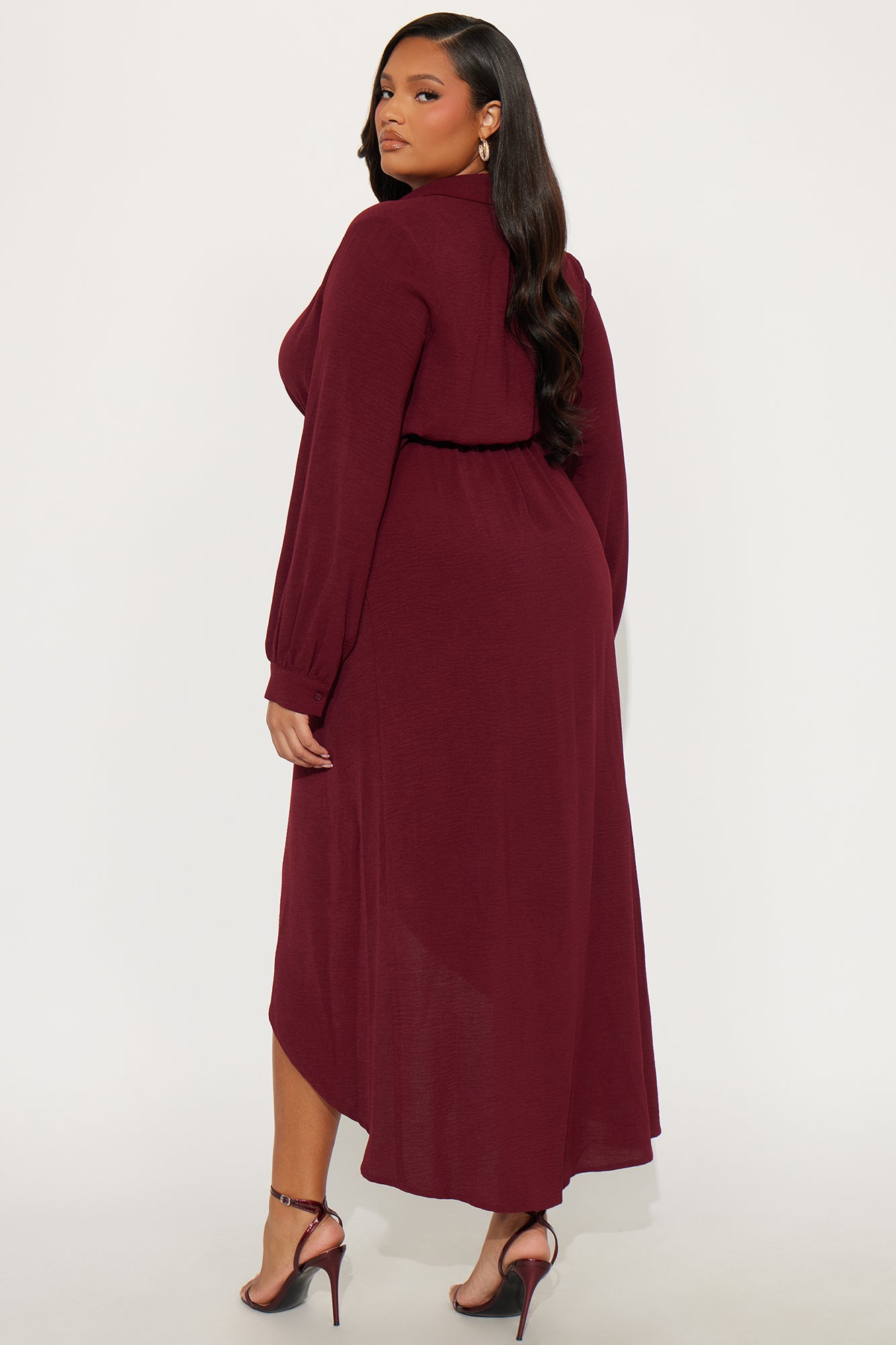 Moreen Belted Maxi Dress - Burgundy