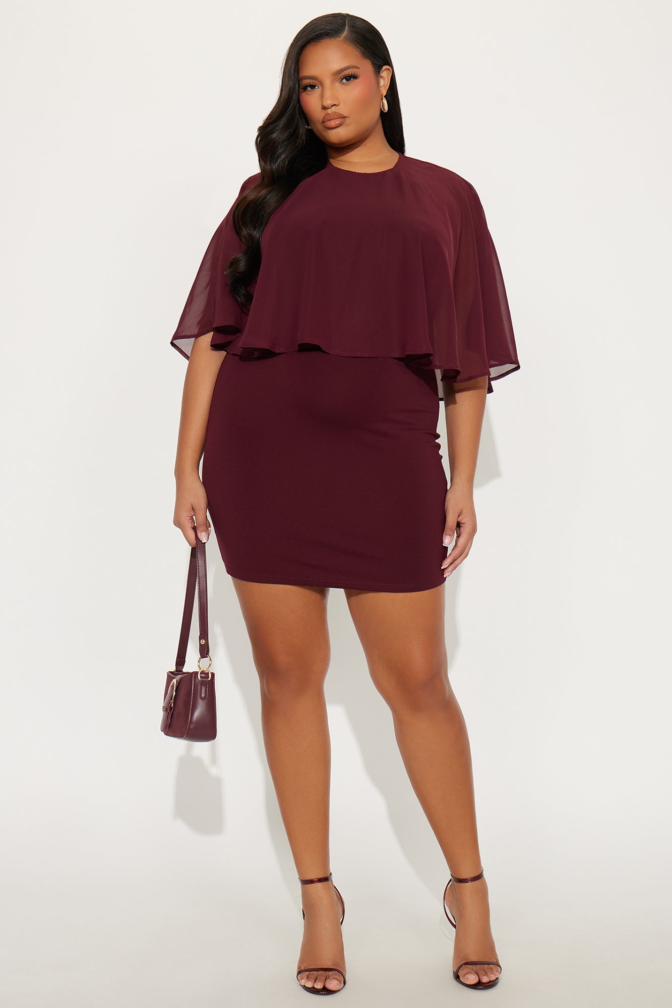 Teresa Draped Mini Dress - Burgundy
