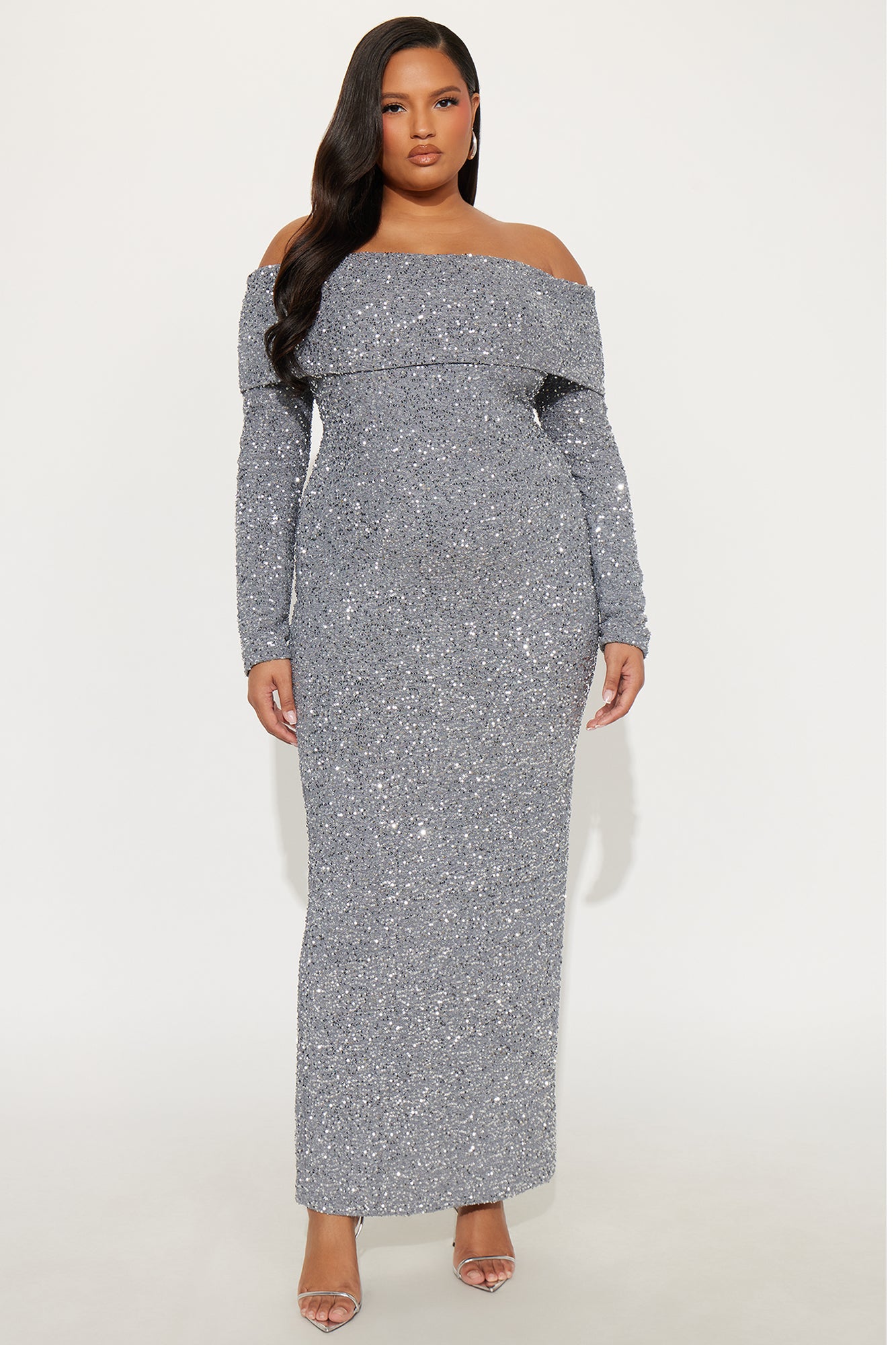 Glimmering Babe Sequin Gown - Grey