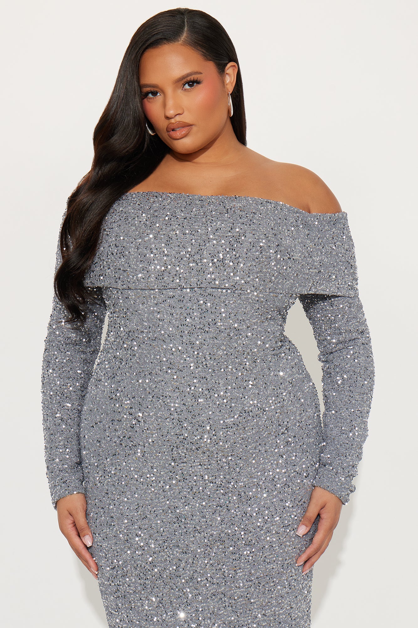 Glimmering Babe Sequin Gown - Grey