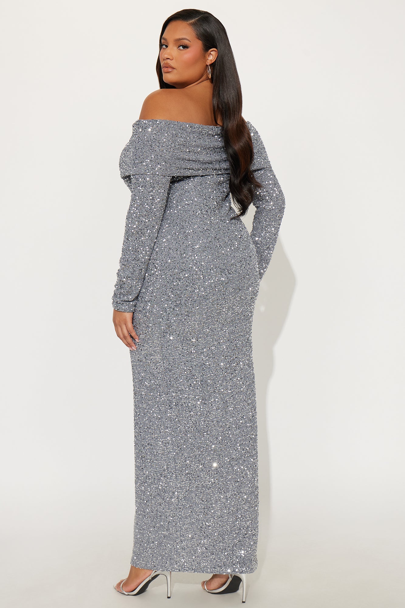 Glimmering Babe Sequin Gown - Grey