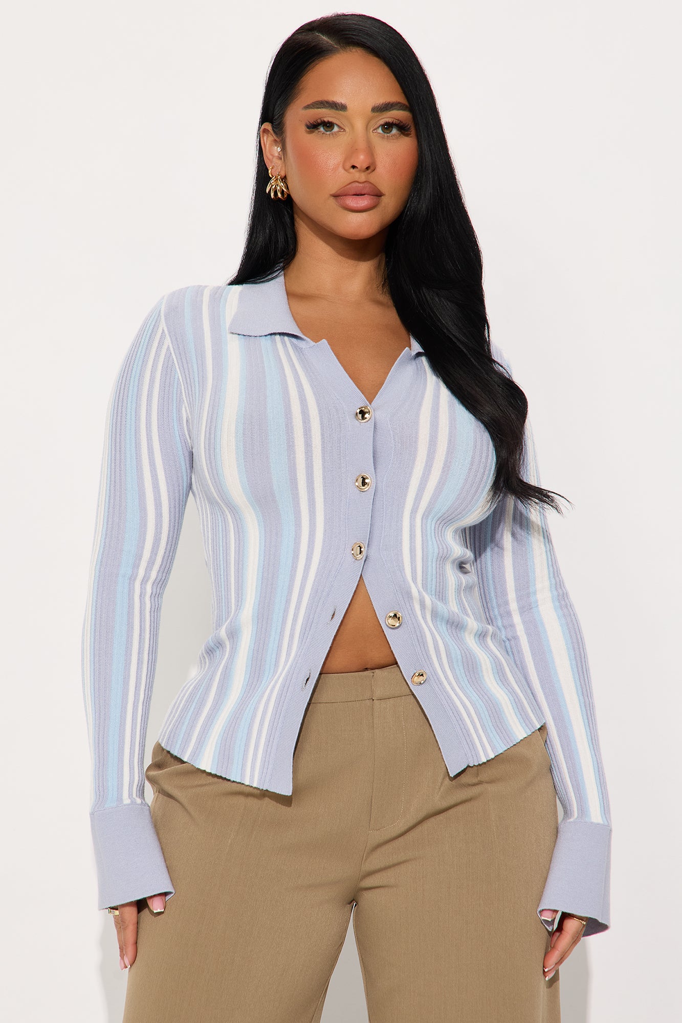 Make Things Right Striped Cardigan - Blue/combo