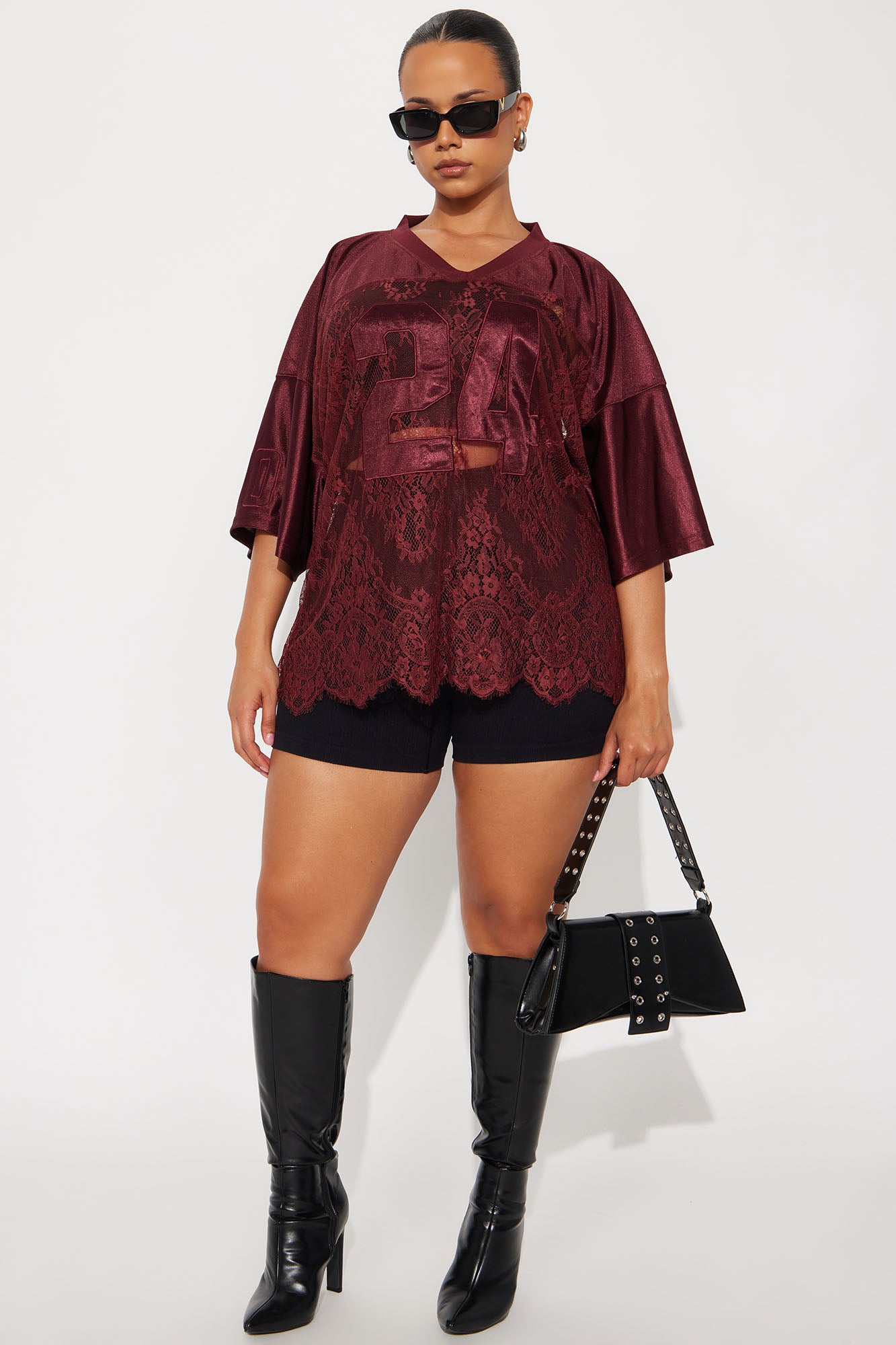Play Pretty 24 Lace Jersey - Burgundy