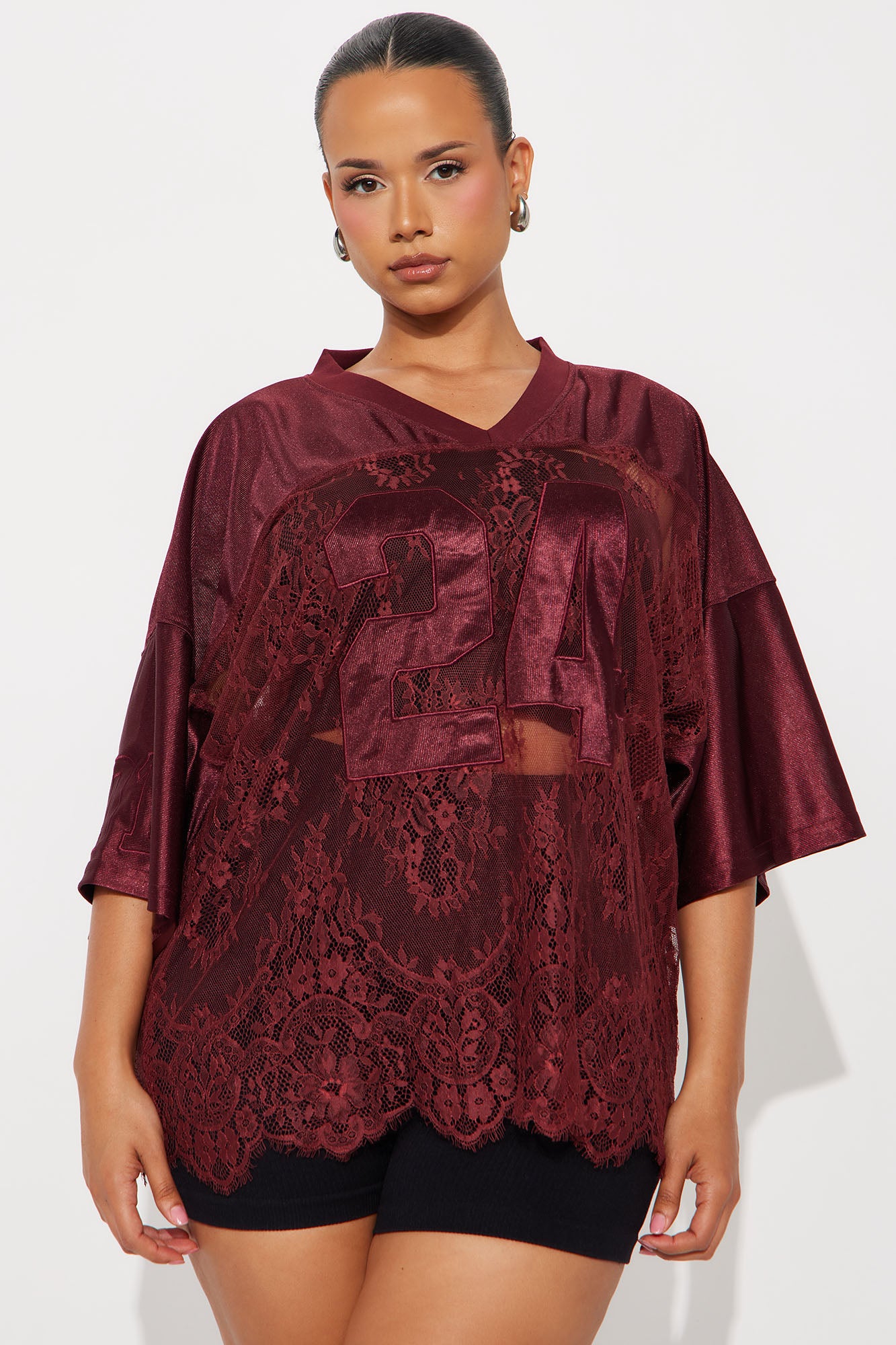 Play Pretty 24 Lace Jersey - Burgundy