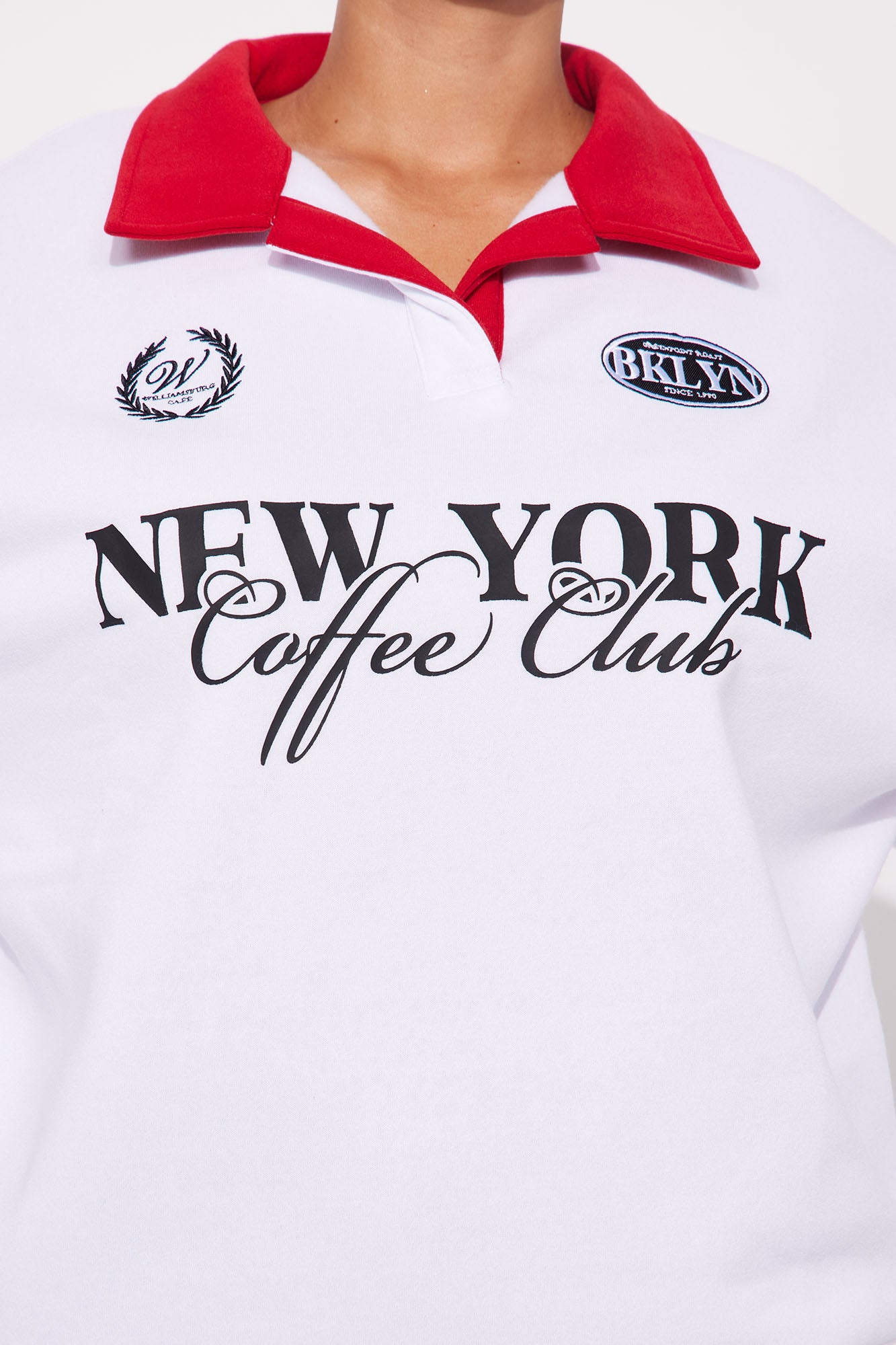 NYC Coffee Club Fleece Rugby Sweatshirt - White