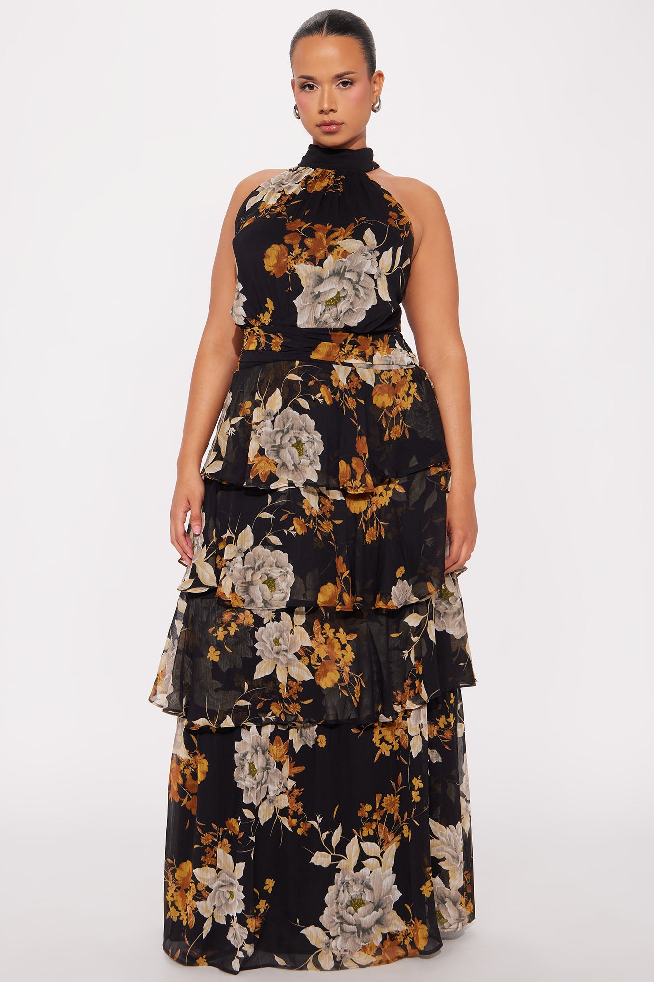 Clara Floral Ruffle Maxi Dress - Black/combo