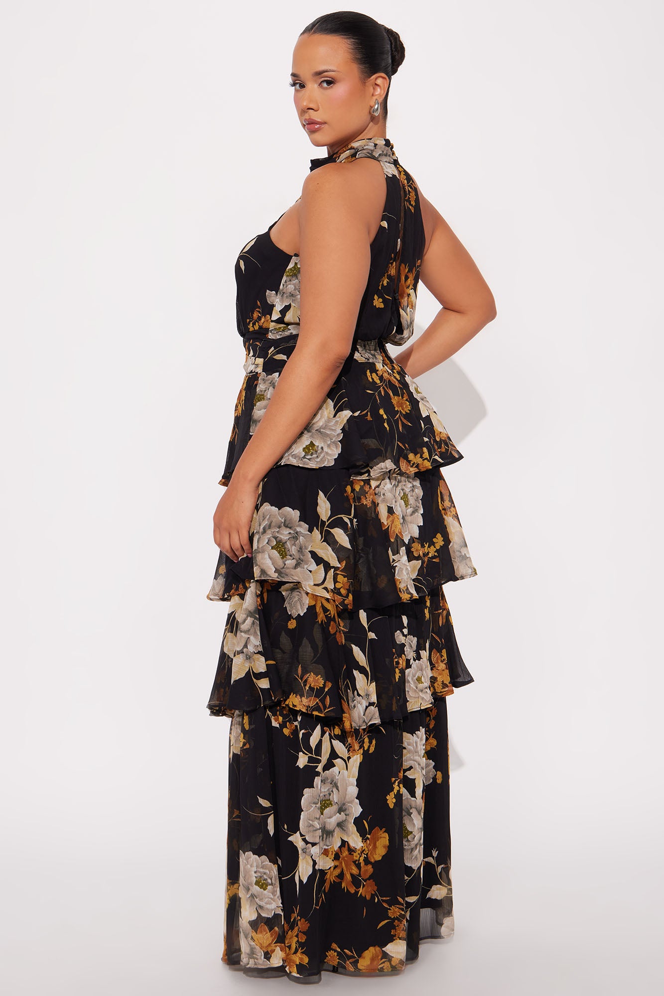 Clara Floral Ruffle Maxi Dress - Black/combo