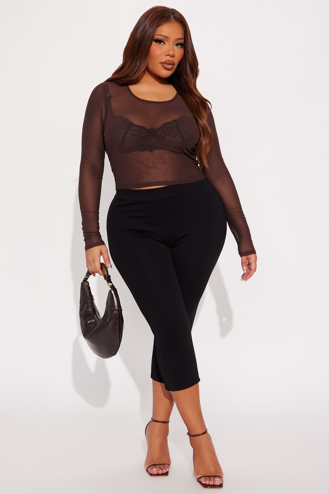 Monica Mesh Top - Chocolate