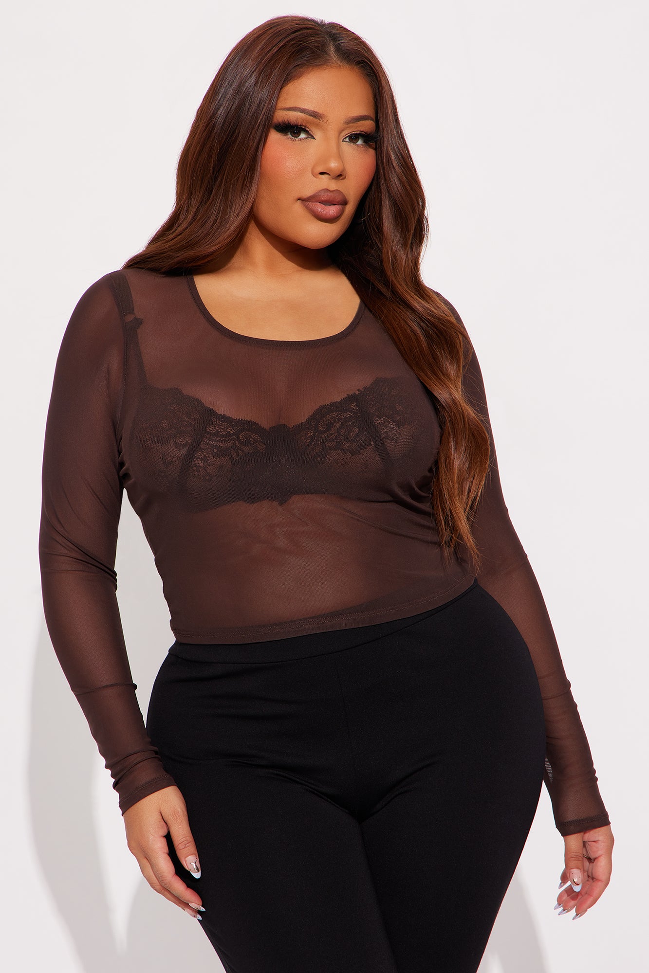 Monica Mesh Top - Chocolate