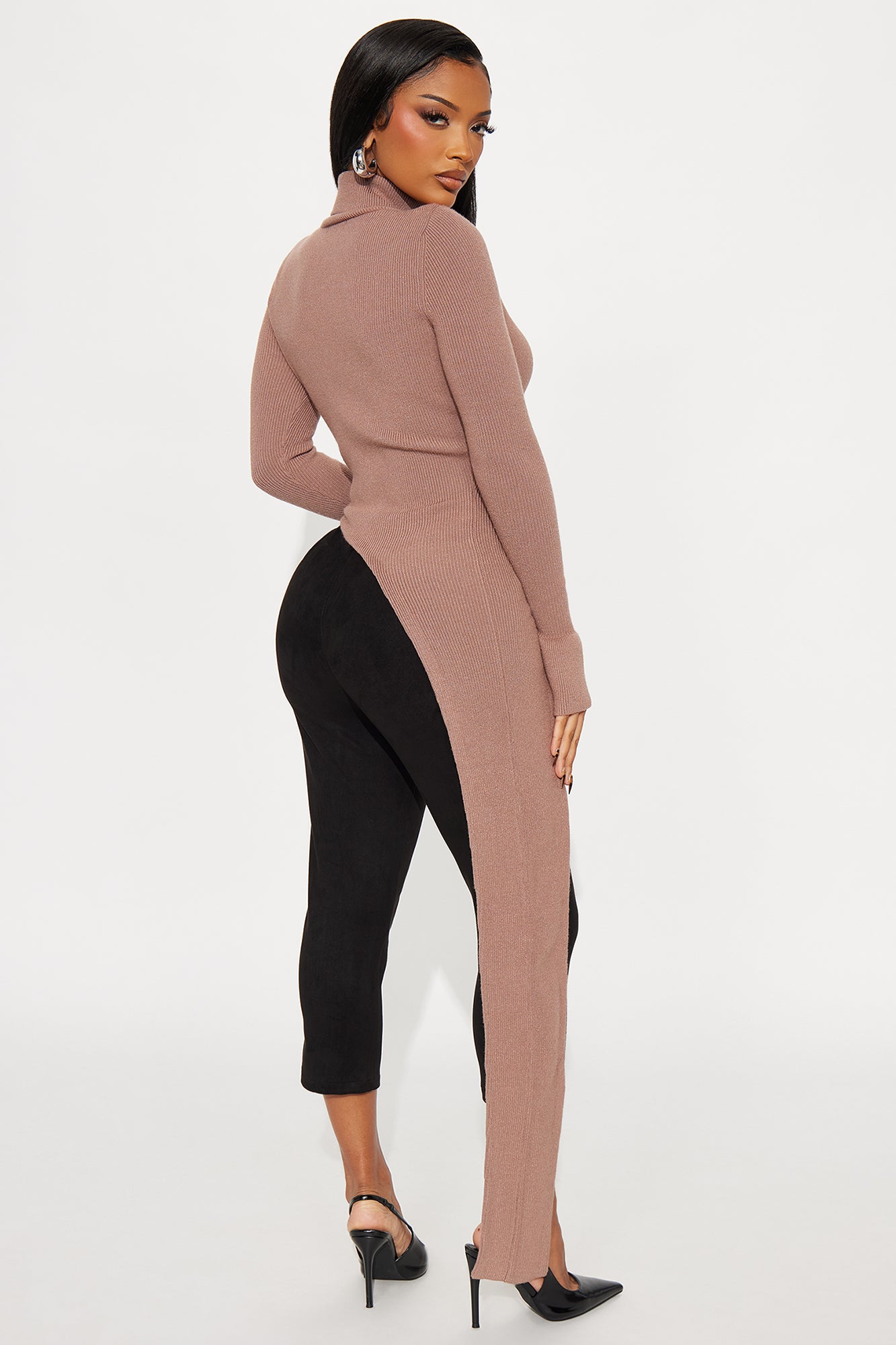 Pull Me In Asymmetrical Sweater - Mocha