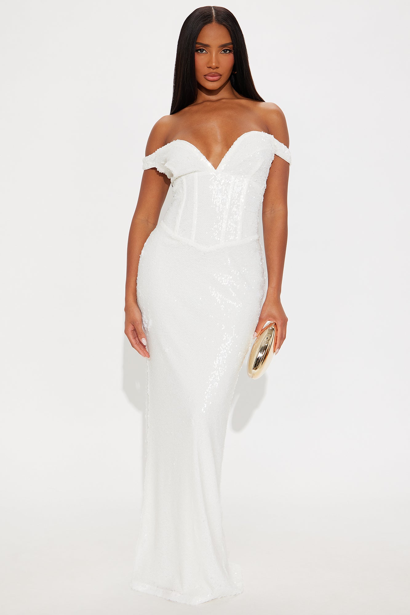 Marielle Sequin Gown - Cream