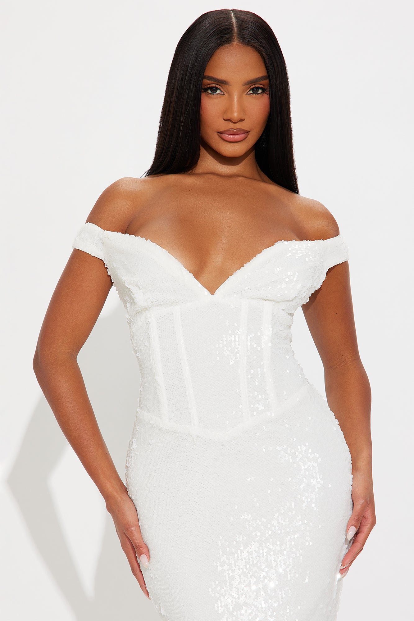 Marielle Sequin Gown - Cream