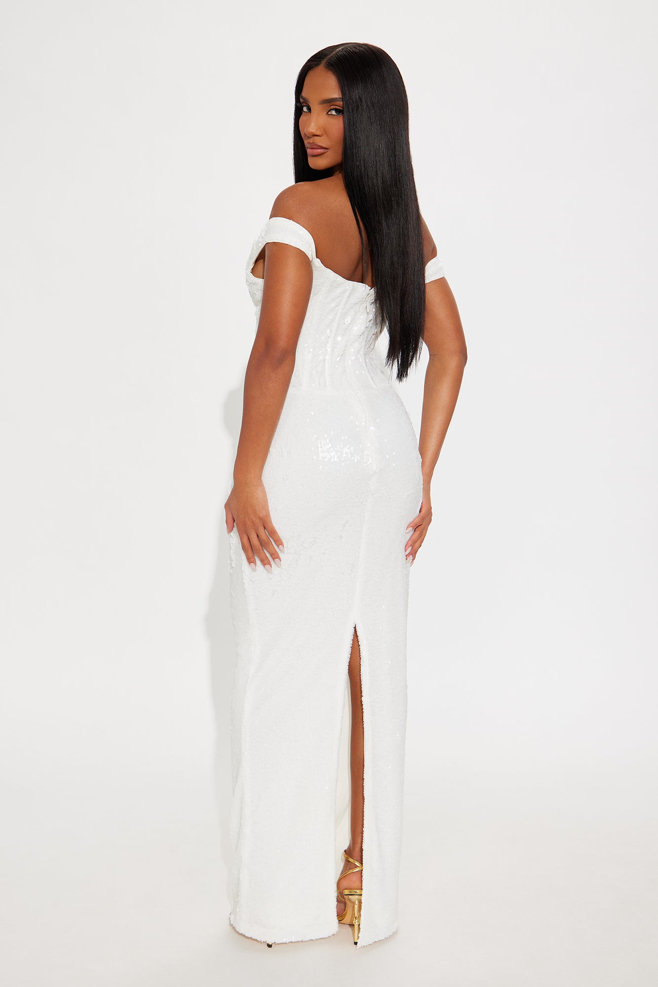 Marielle Sequin Gown - Cream