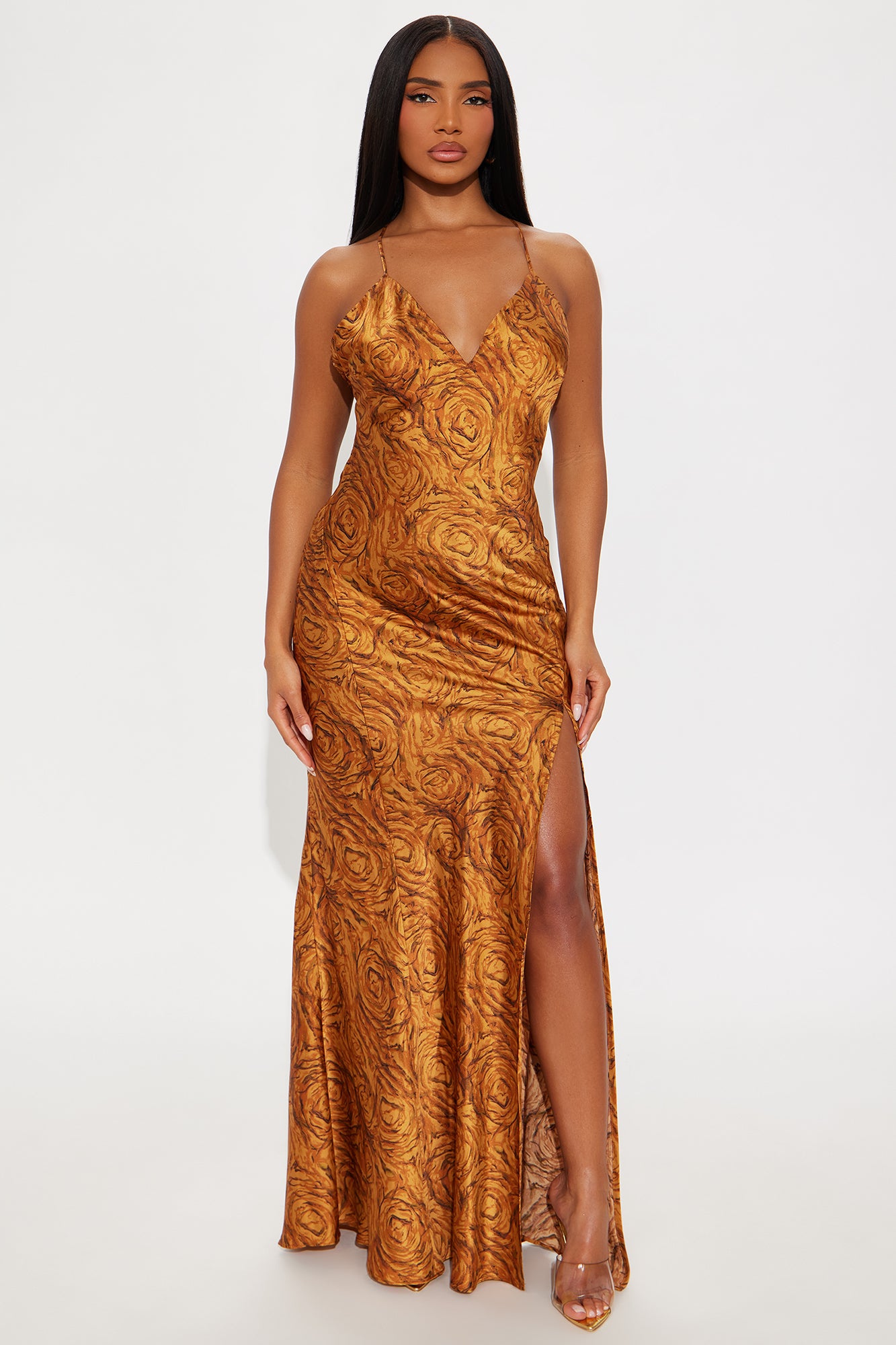 All Spice Satin Maxi Dress - Gold