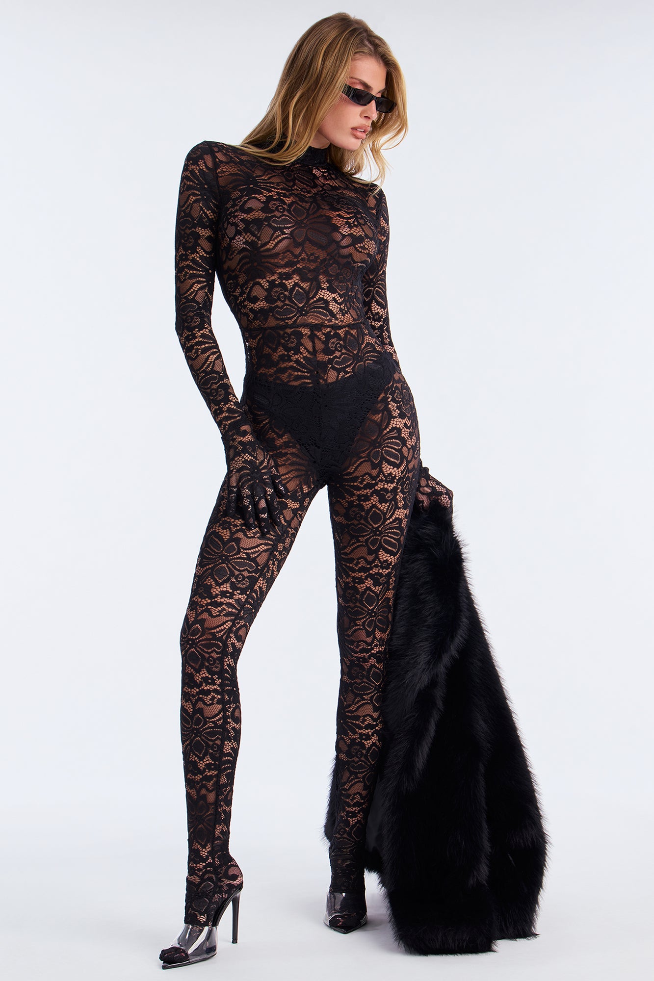 Seraphine Lace Glove Jumpsuit - Black