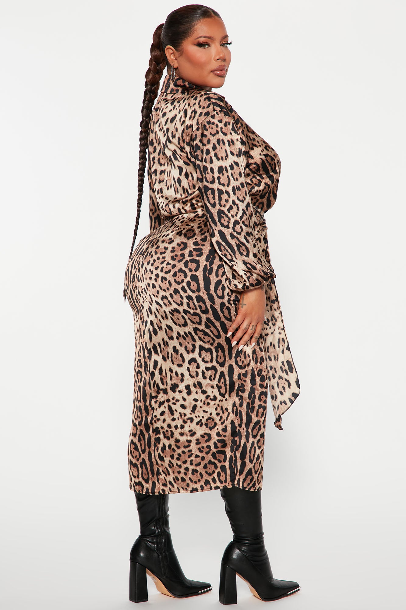 Make Me Roar Midi Dress - Mocha/combo