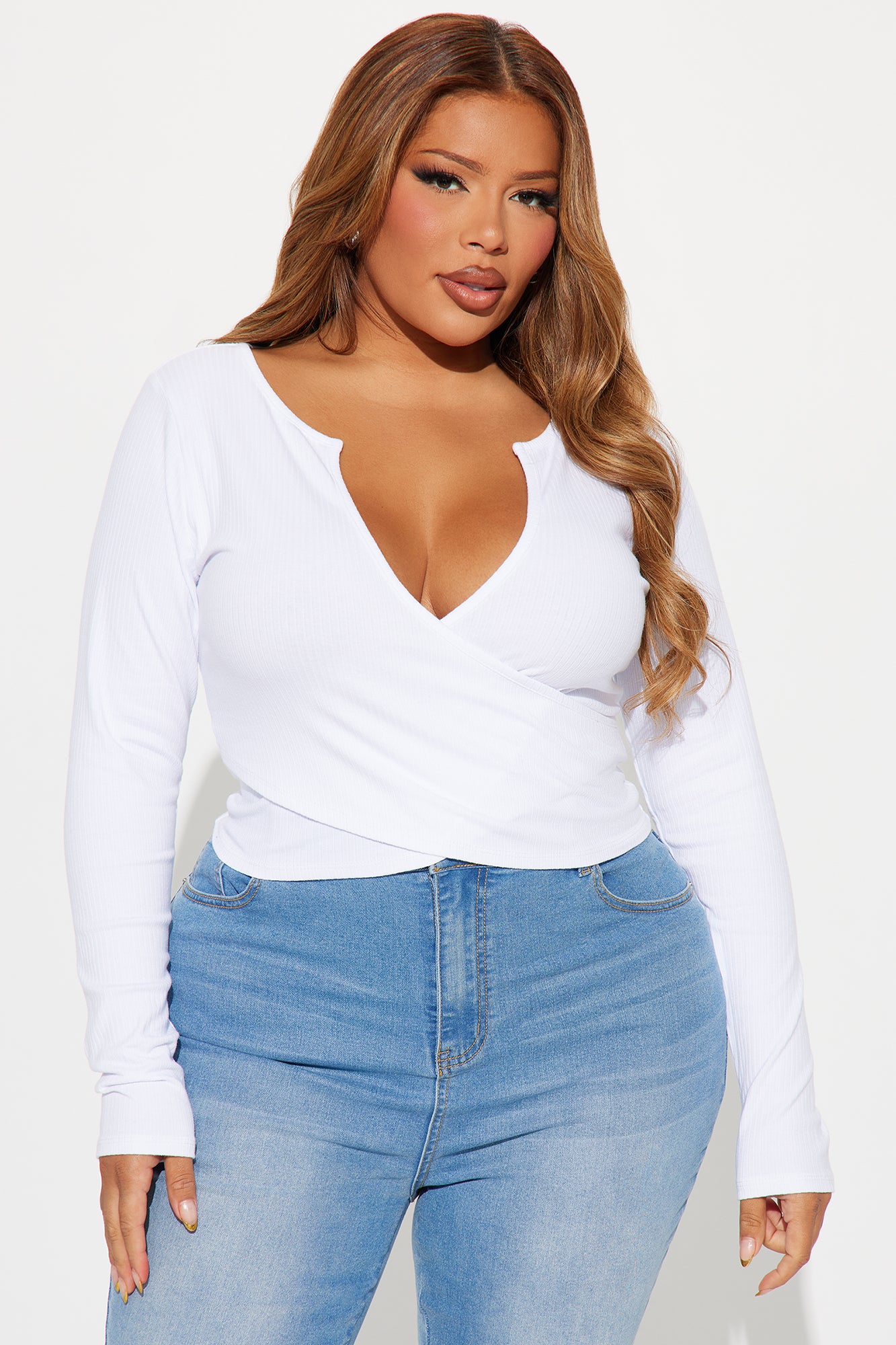 Katrina Long Sleeve Crop Top - White