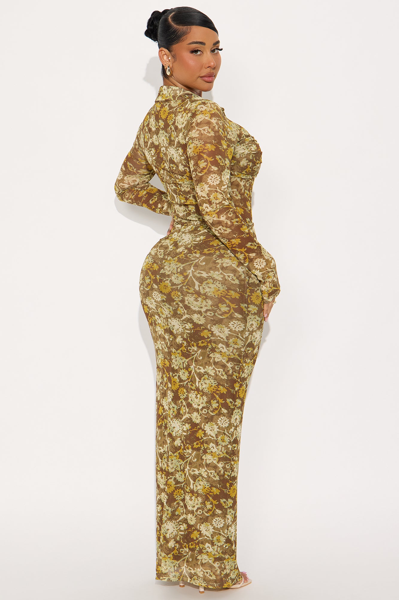 Leene Mesh Maxi Dress - Brown/combo