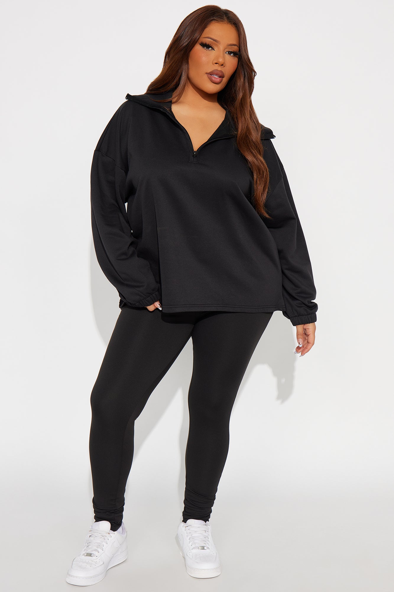 Beverly Quarter Zip Fleece Pant Set - Black