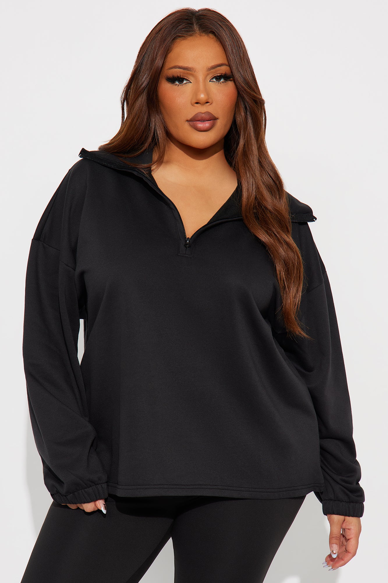 Beverly Quarter Zip Fleece Pant Set - Black