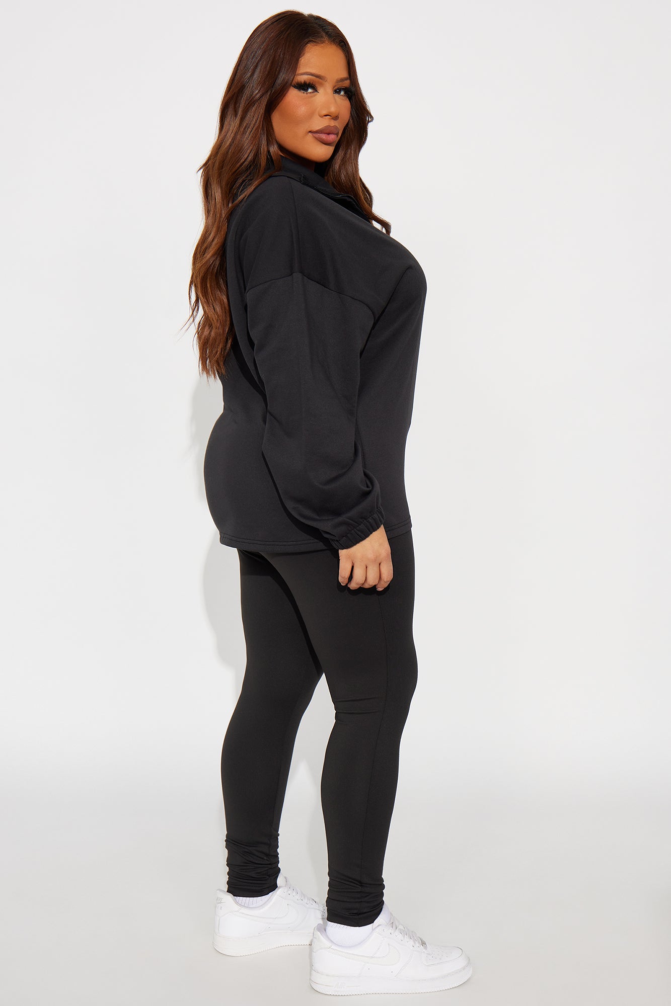 Beverly Quarter Zip Fleece Pant Set - Black