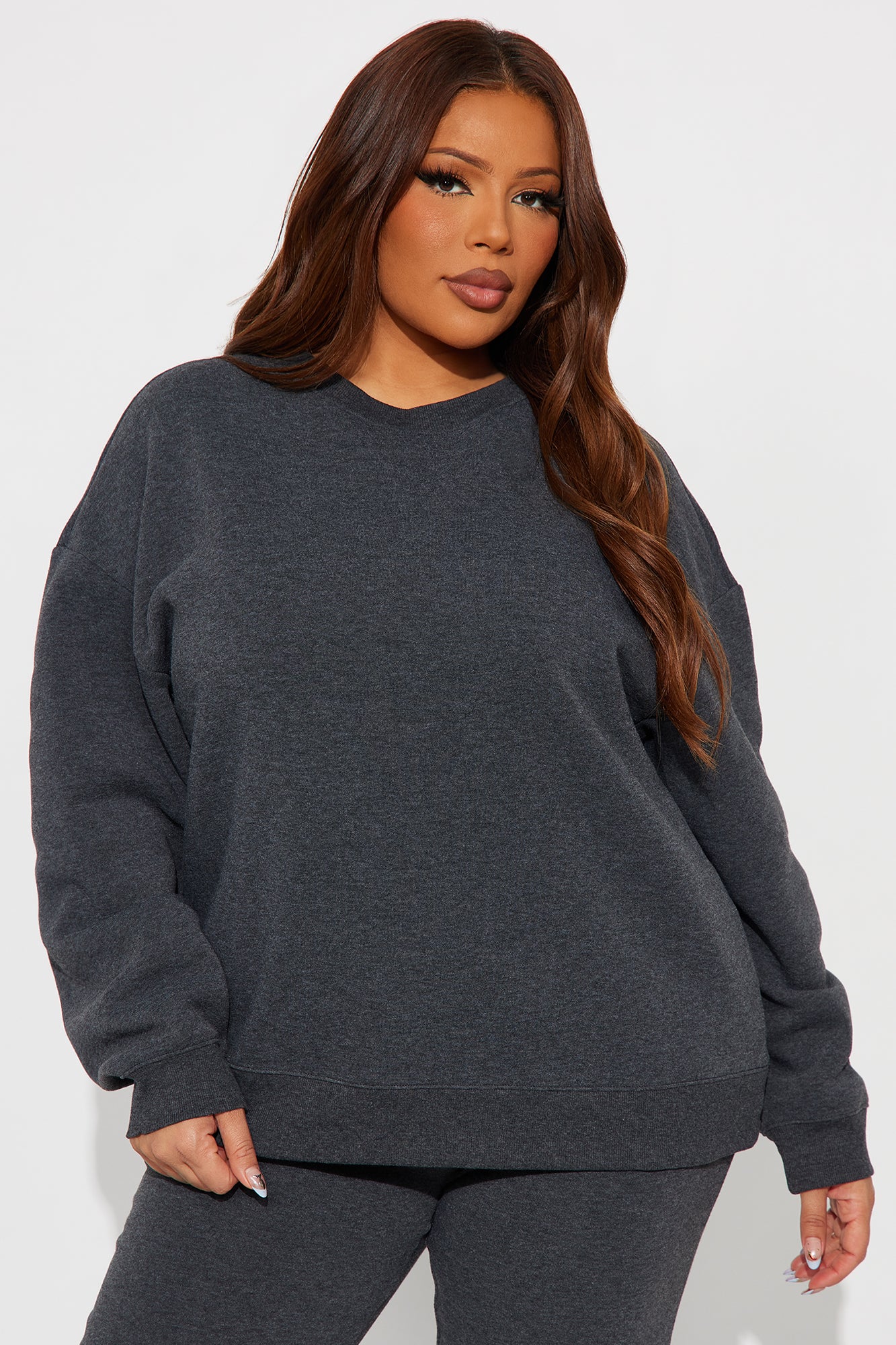 Candice Oversized Crewneck Sweatshirt - Charcoal