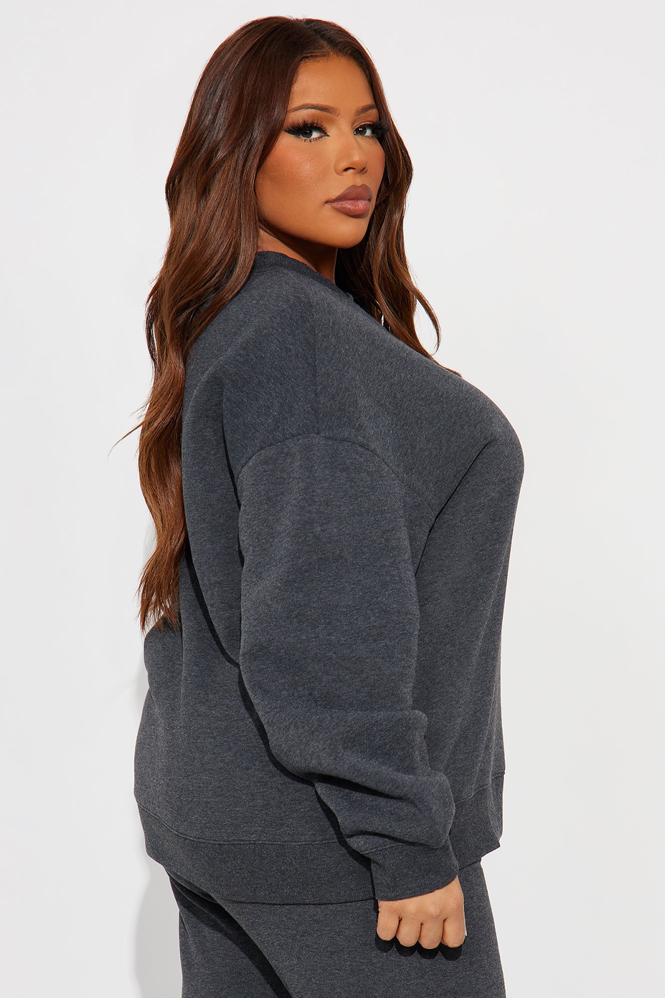 Candice Oversized Crewneck Sweatshirt - Charcoal