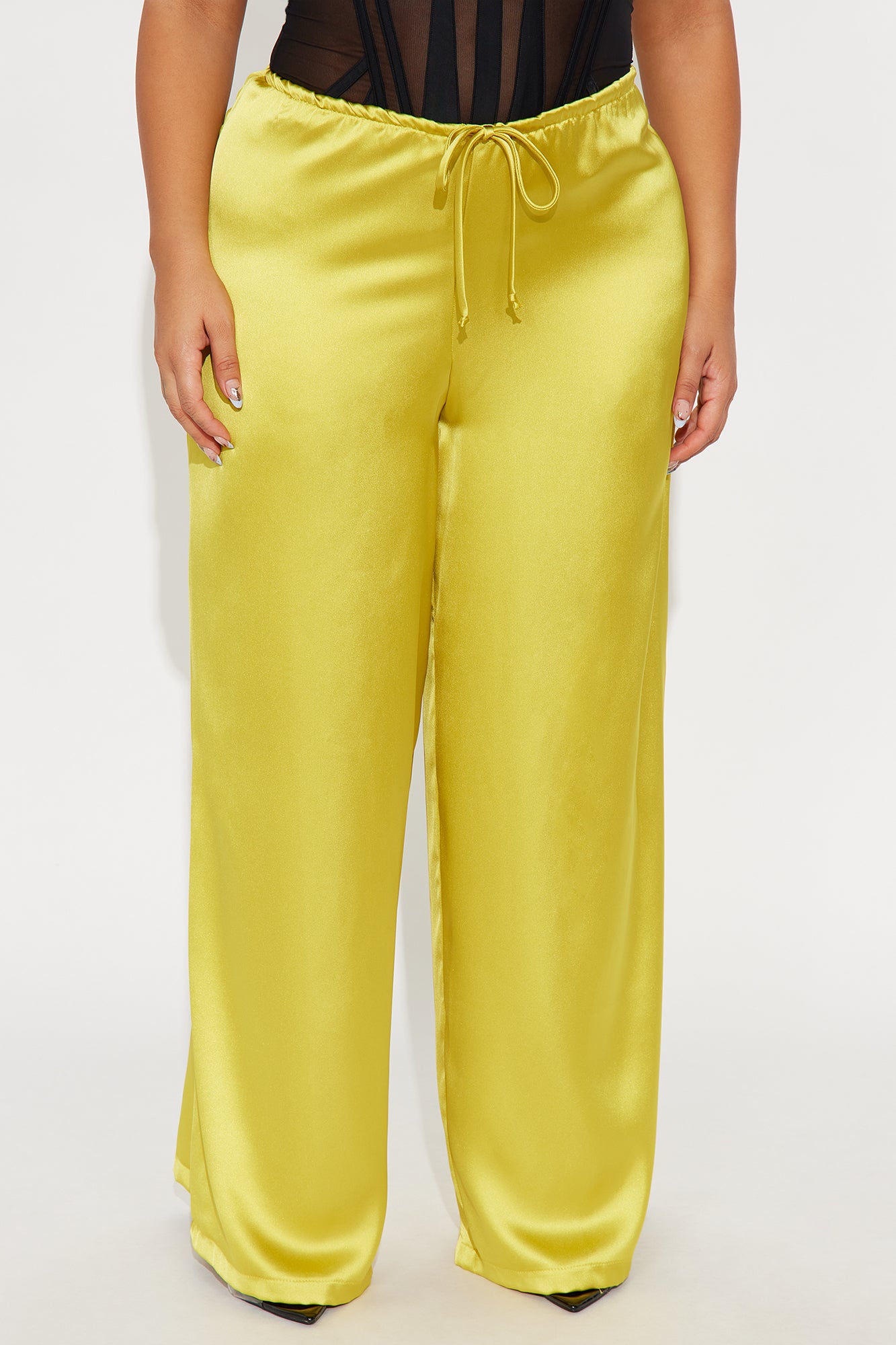 Augustine Satin Wide Leg Pant 32″ - Chartreuse