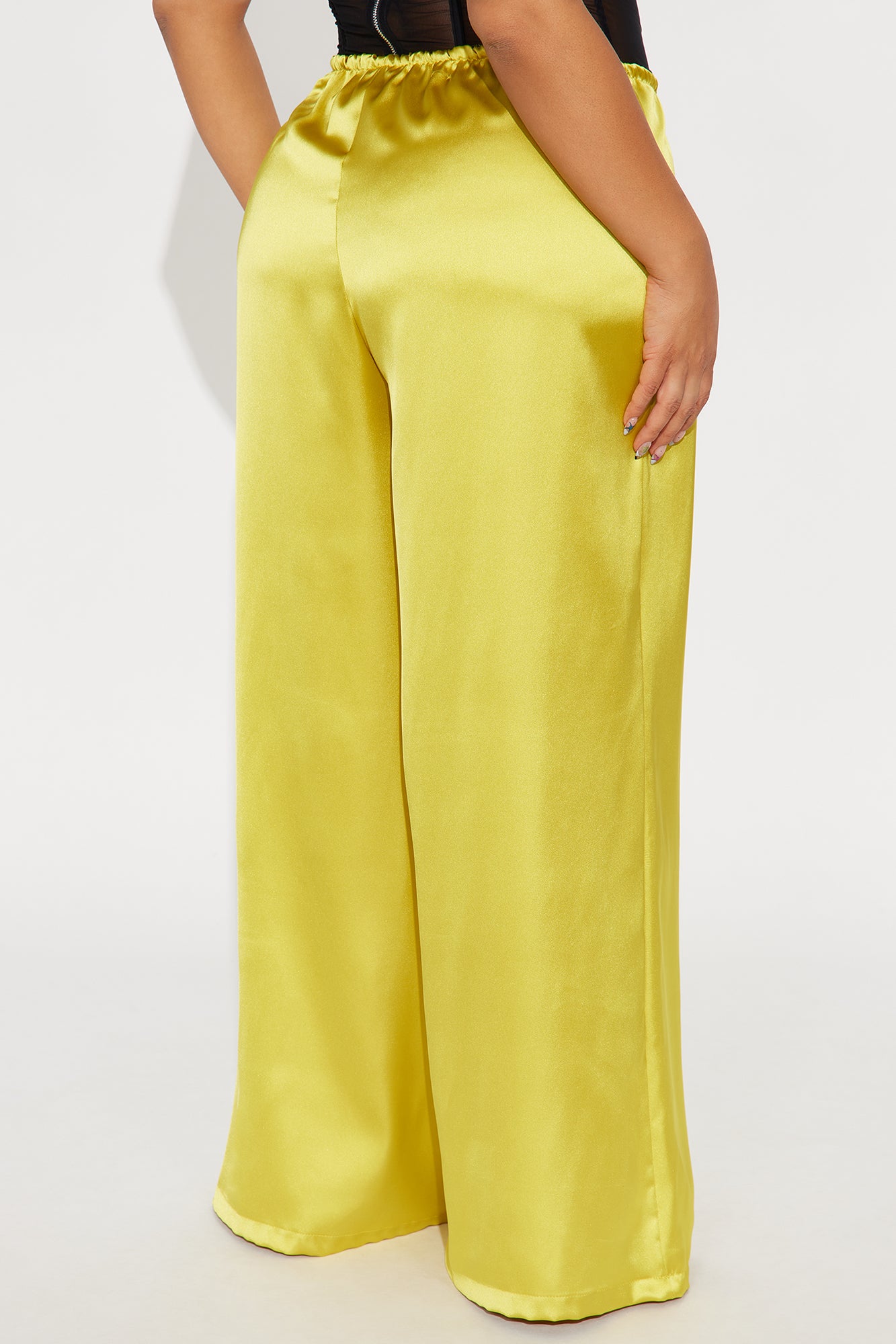 Augustine Satin Wide Leg Pant 32″ - Chartreuse