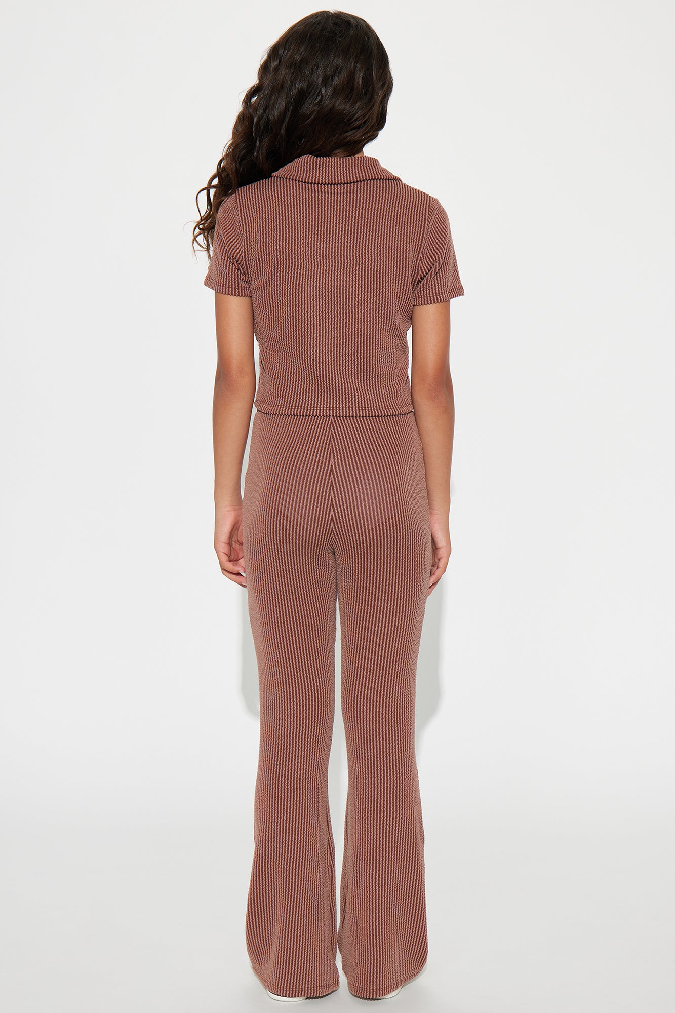 Mini Josie Ribbed Pant Set - Chocolate
