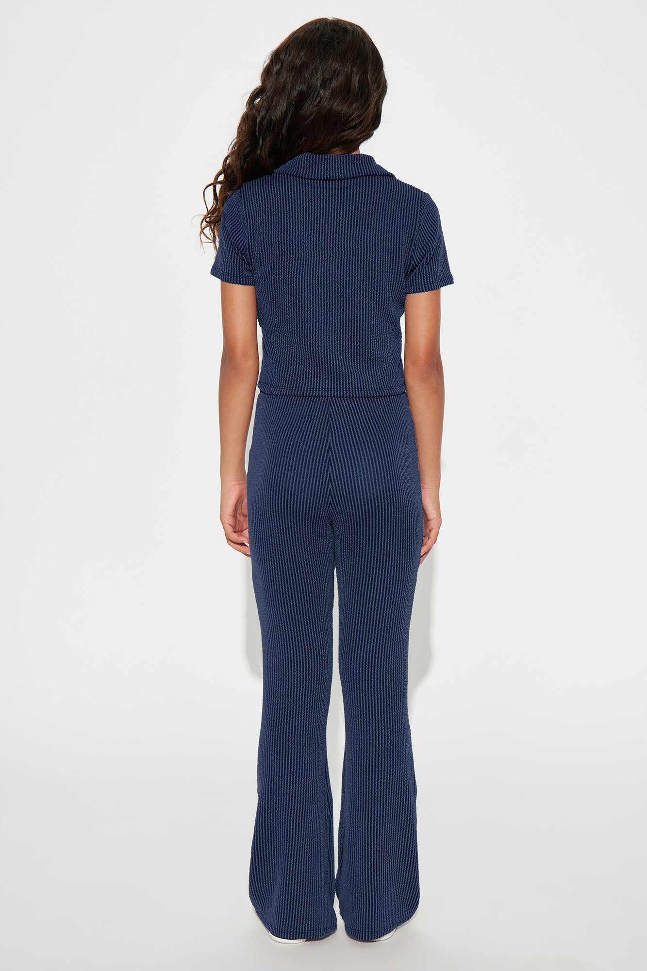 Mini Josie Ribbed Pant Set - Navy
