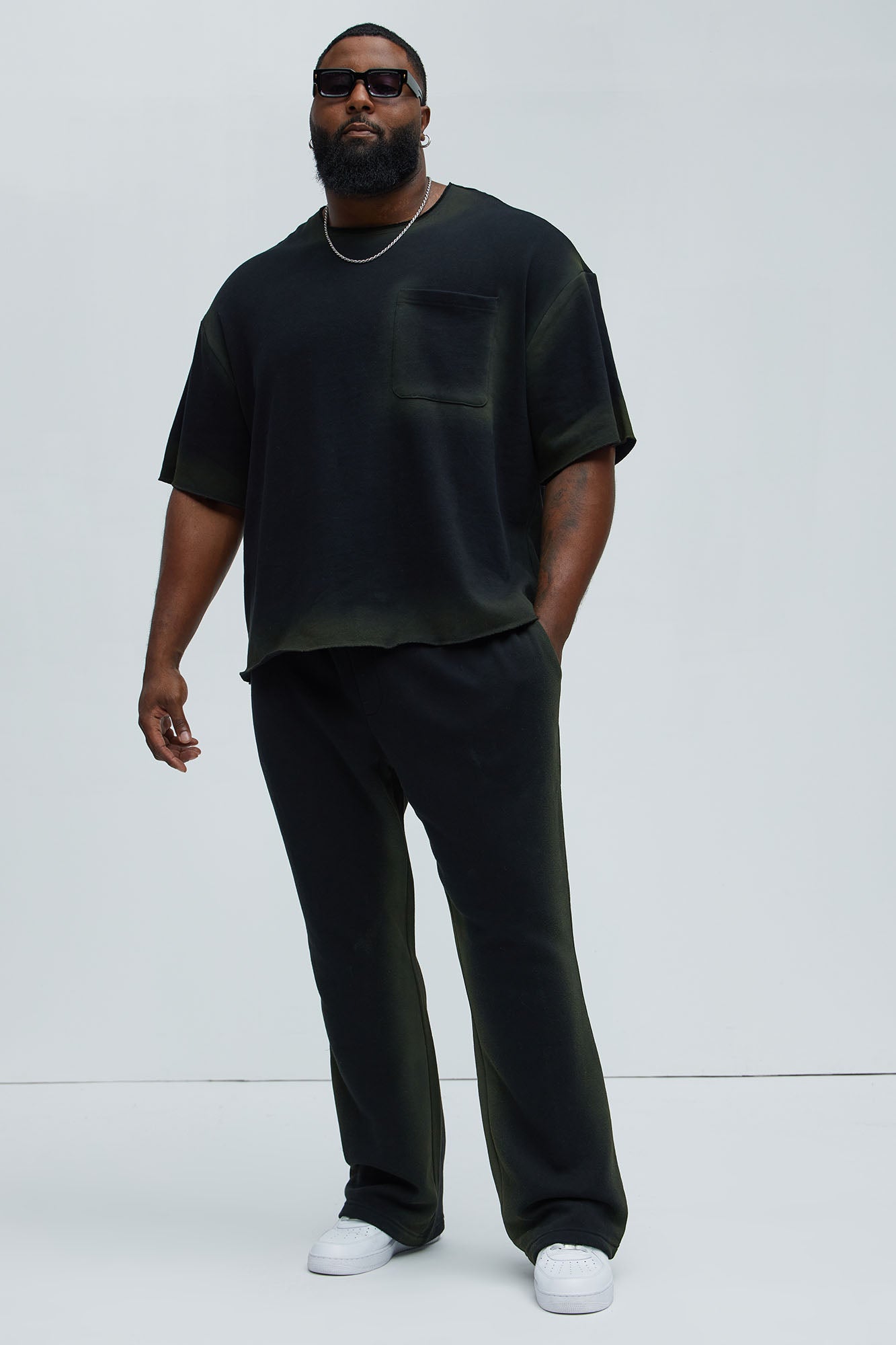 Tayson Blurred Lines Relaxed Fleece Tee - Black