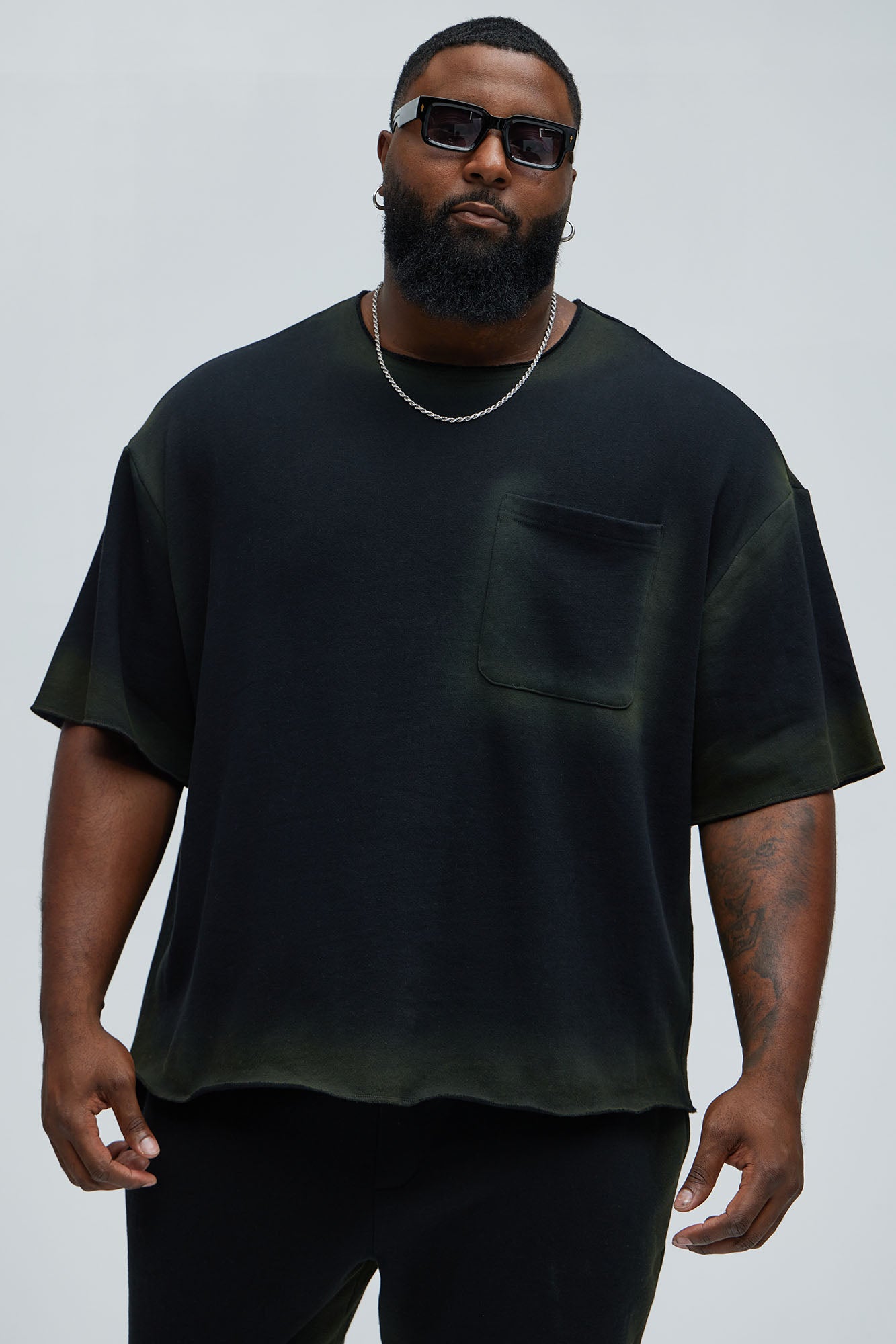 Tayson Blurred Lines Relaxed Fleece Tee - Black