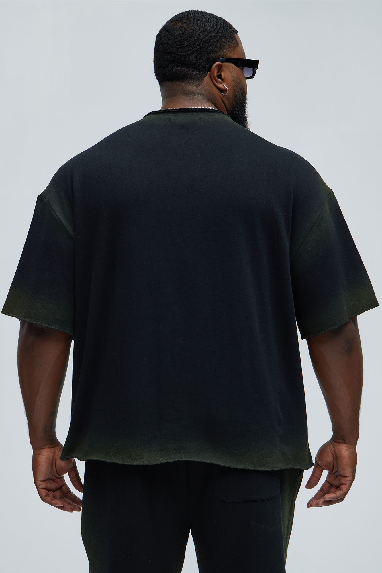 Tayson Blurred Lines Relaxed Fleece Tee - Black