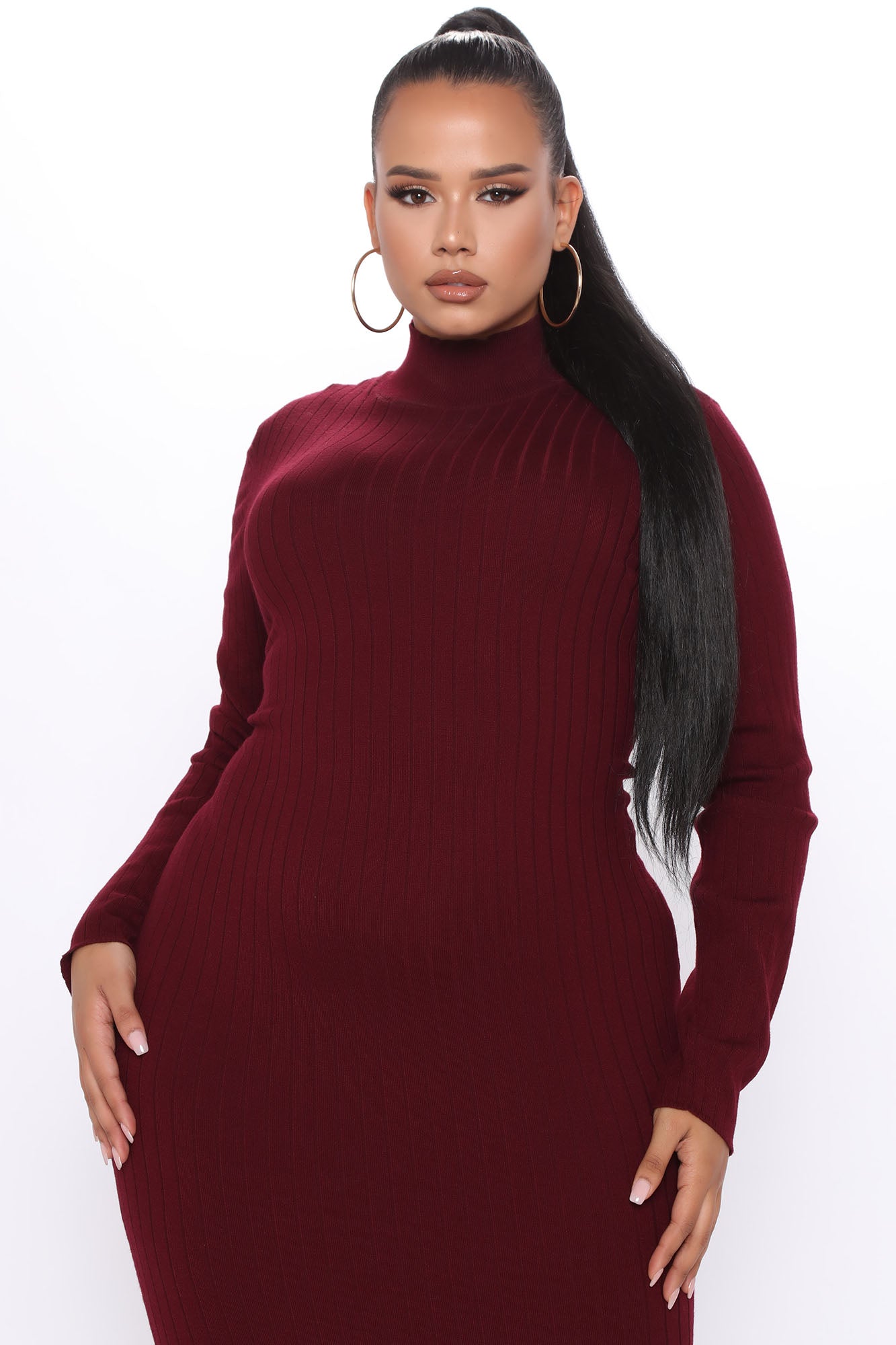 Taryn Sweater Midi Dress - Burgundy