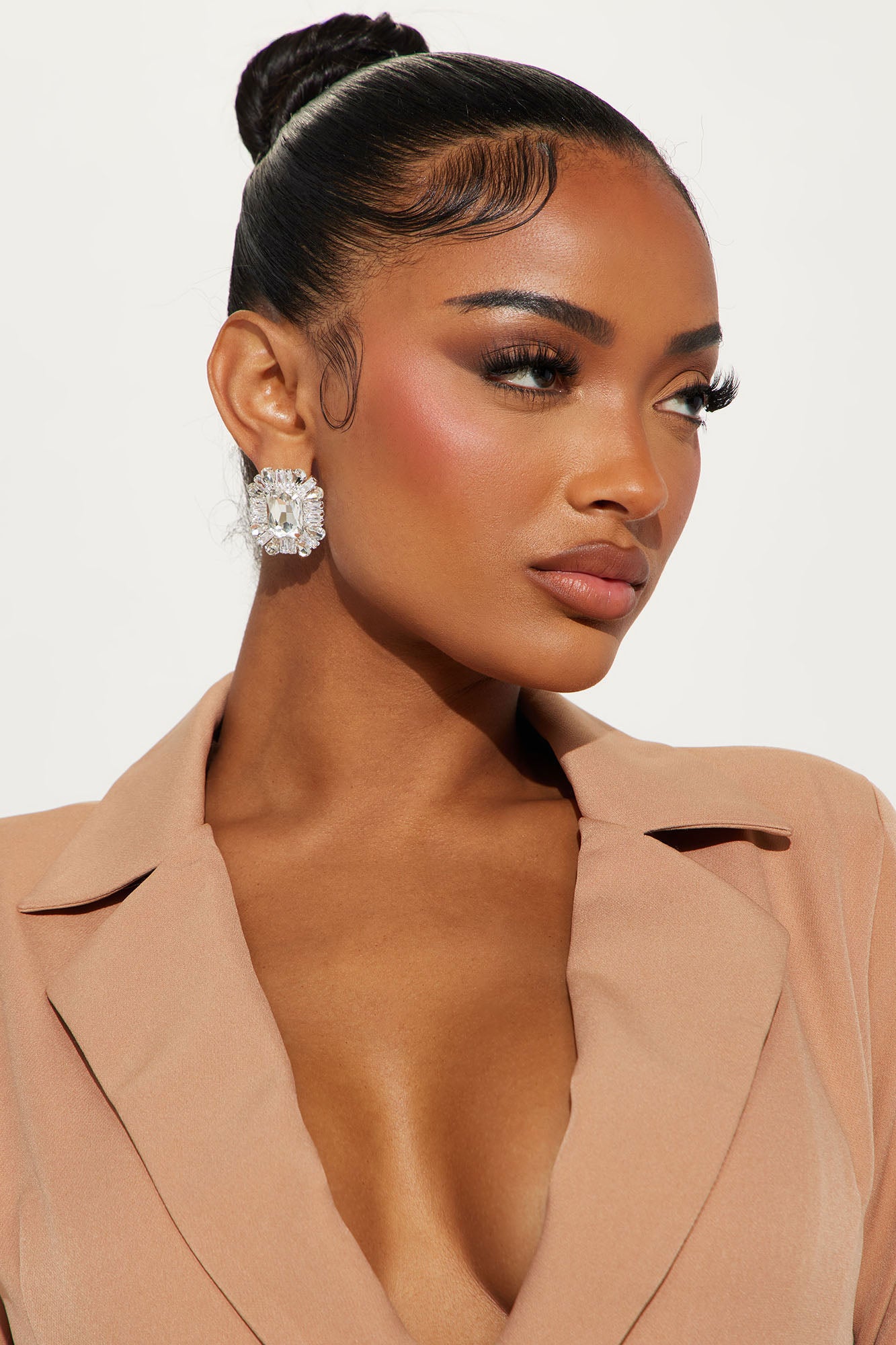 Pure Excellence Rhinestone Earrings - Silver