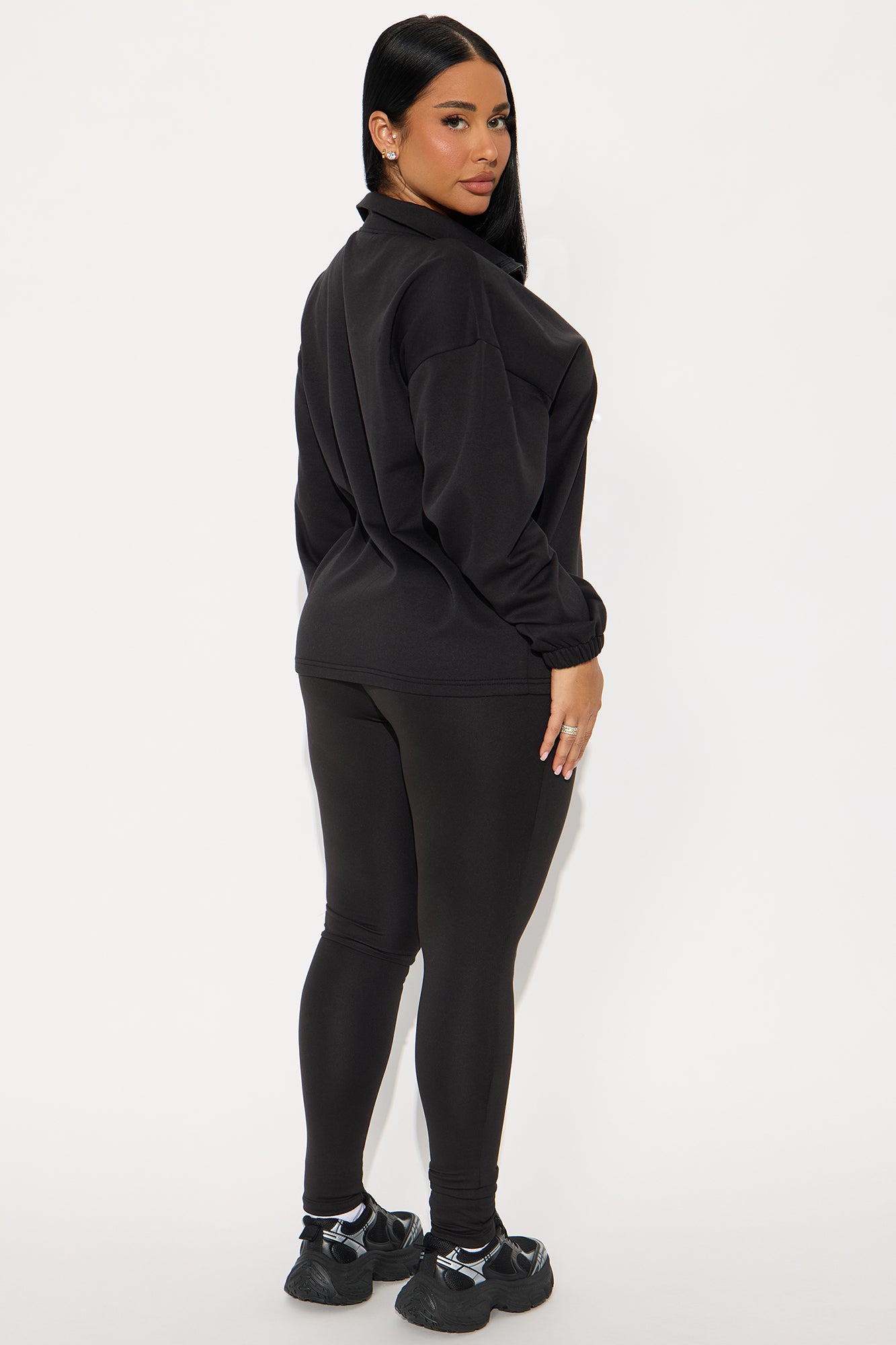 Beverly Quarter Zip Fleece Pant Set - Black