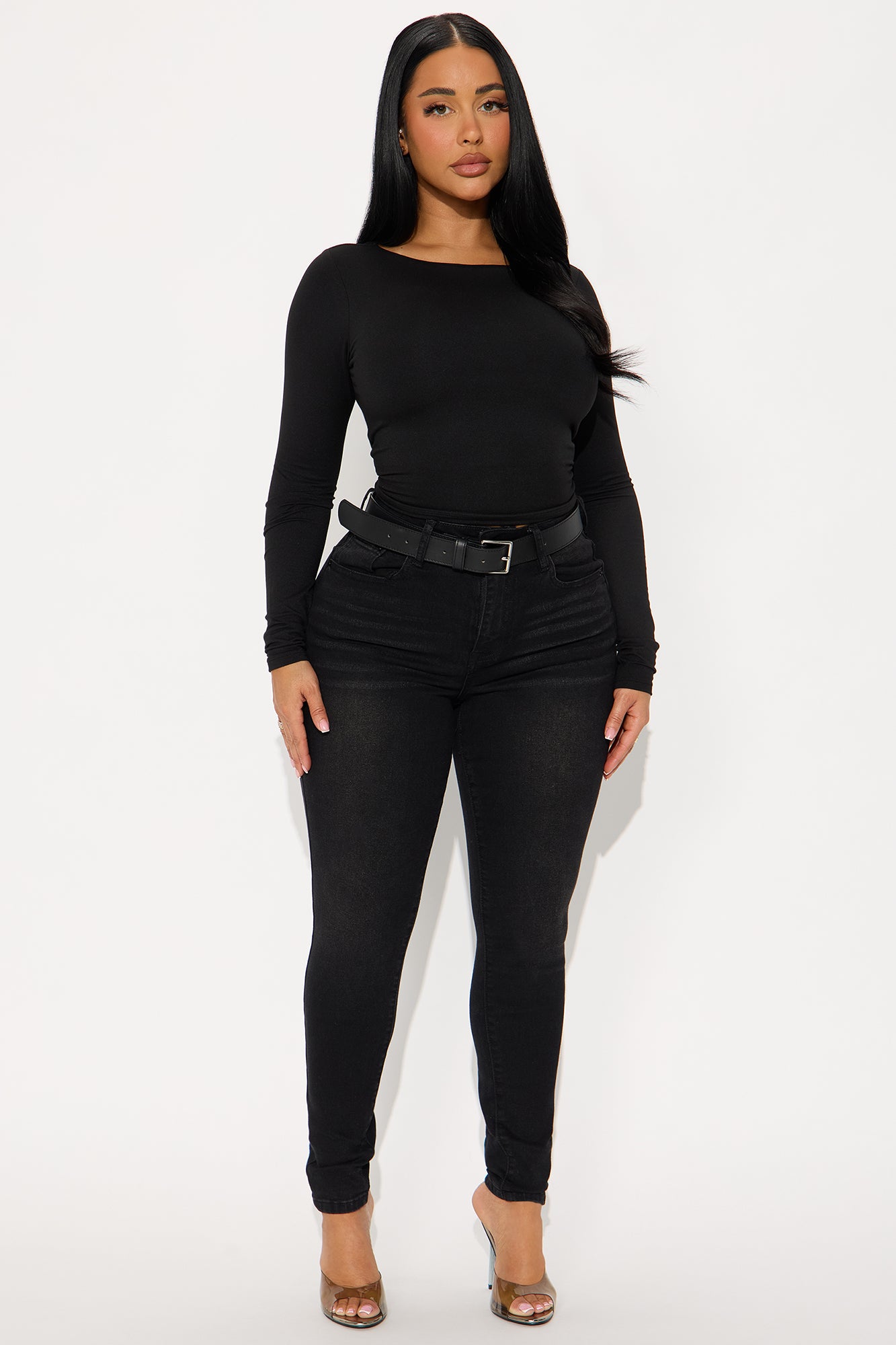 Mallory Long Sleeve Boat Neck Baby Tee - Black