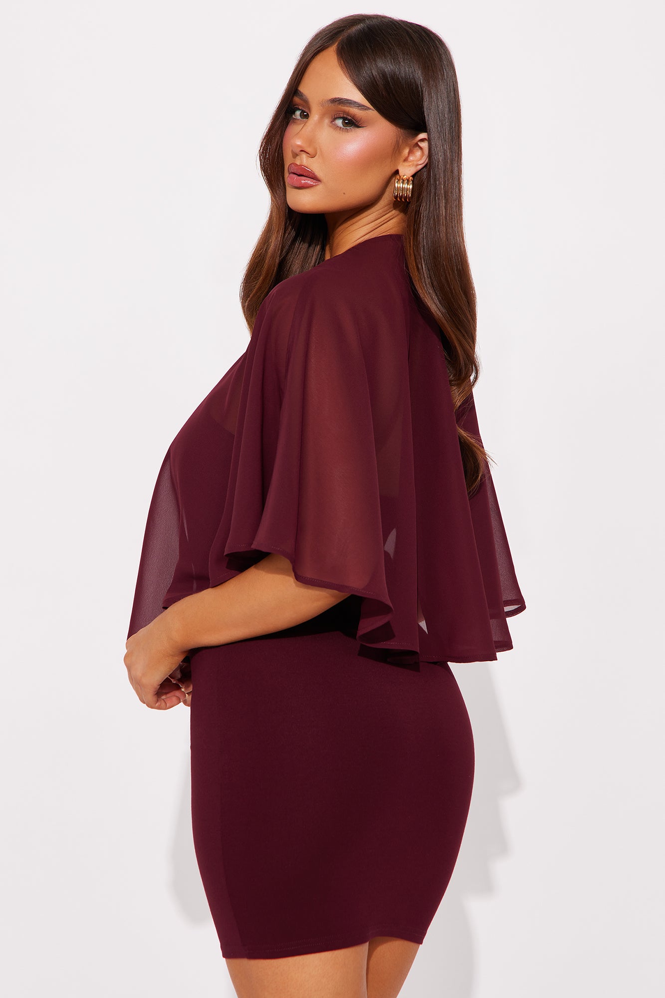 Teresa Draped Mini Dress - Burgundy