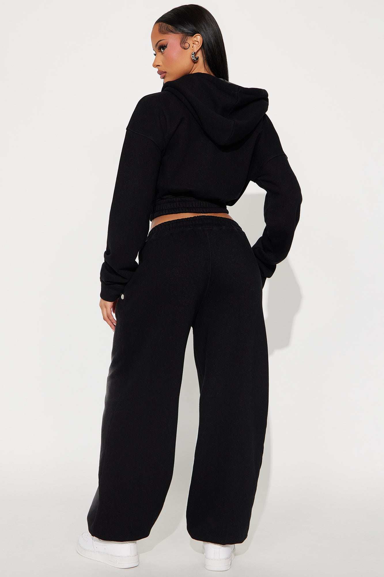 Fade Into Me Fleece Pant Set - Black